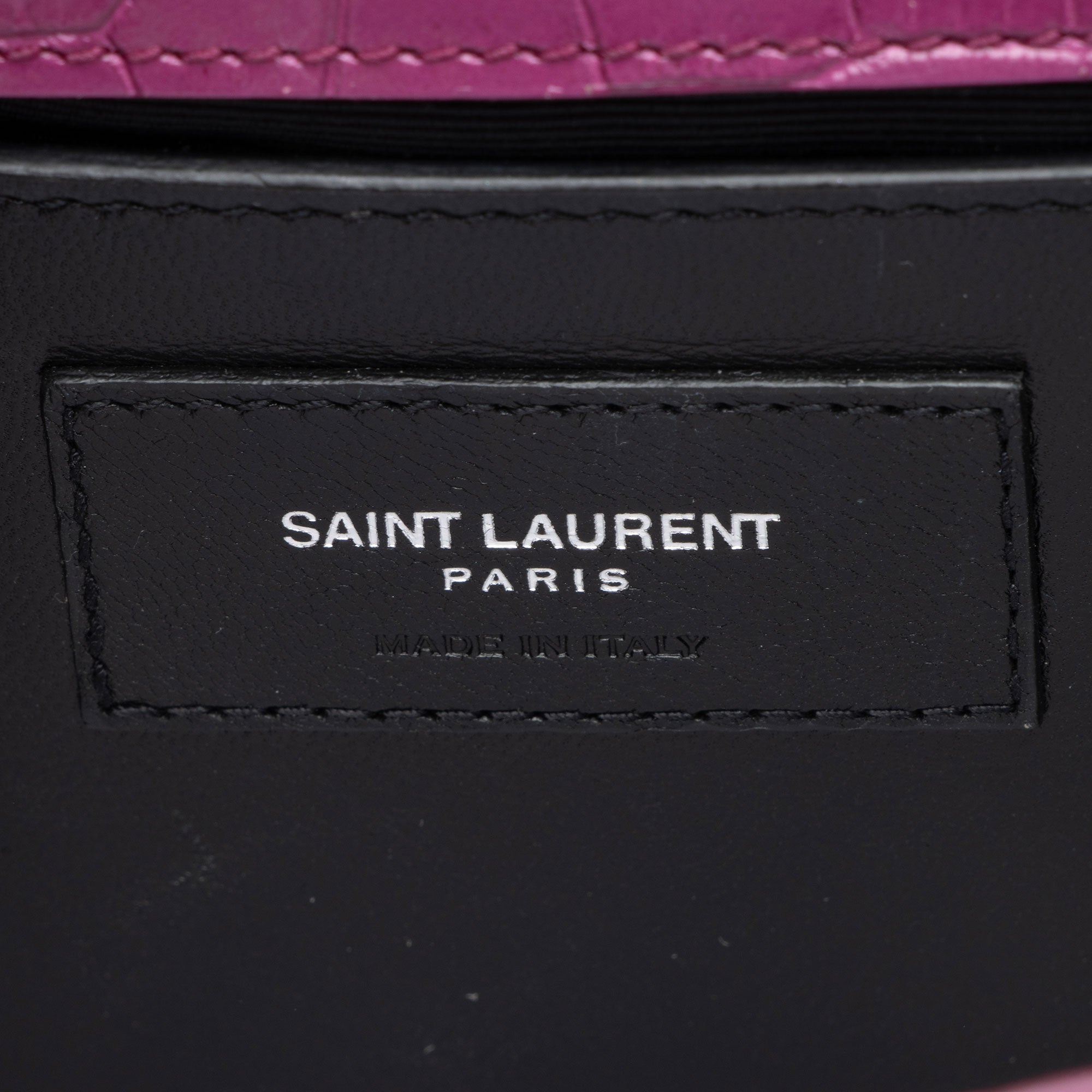 Saint Laurent Croc Embossed Leather Monogram Kate Tassel Small Shoulder Bag