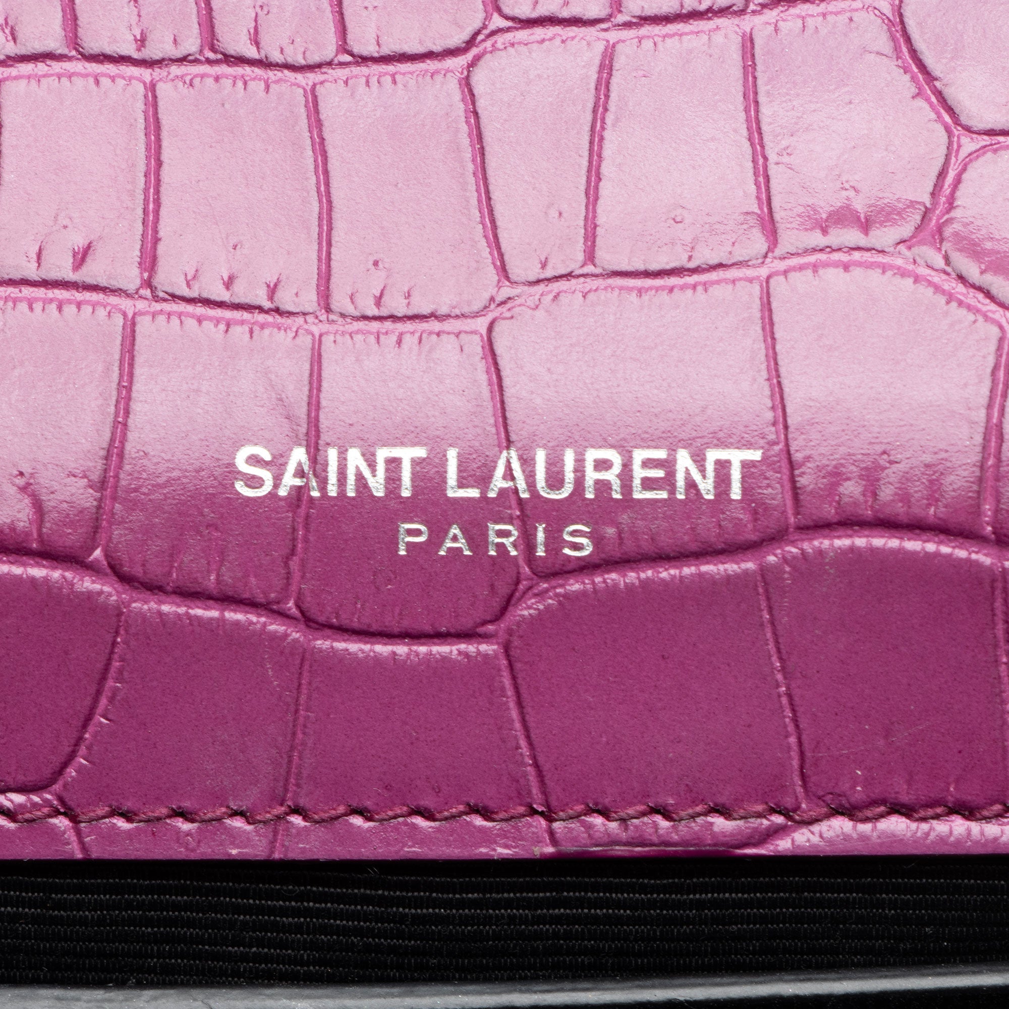 Saint Laurent Croc Embossed Leather Monogram Kate Tassel Small Shoulder Bag