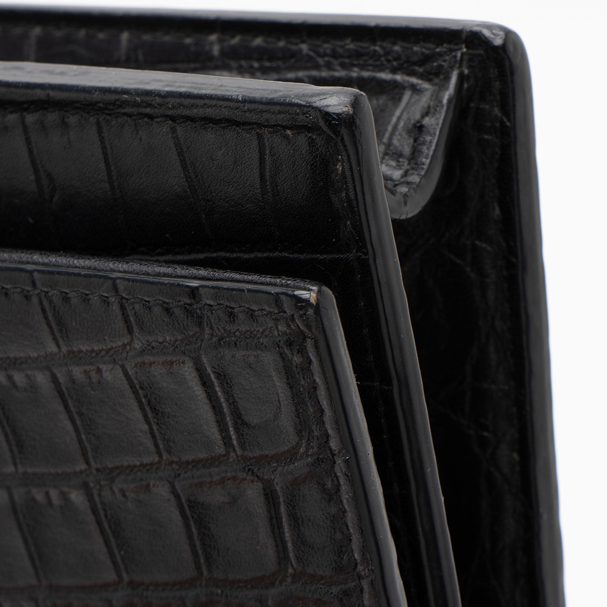 Saint Laurent Croc Embossed Leather Monogram Kate Tassel (SHF-fsD46M)