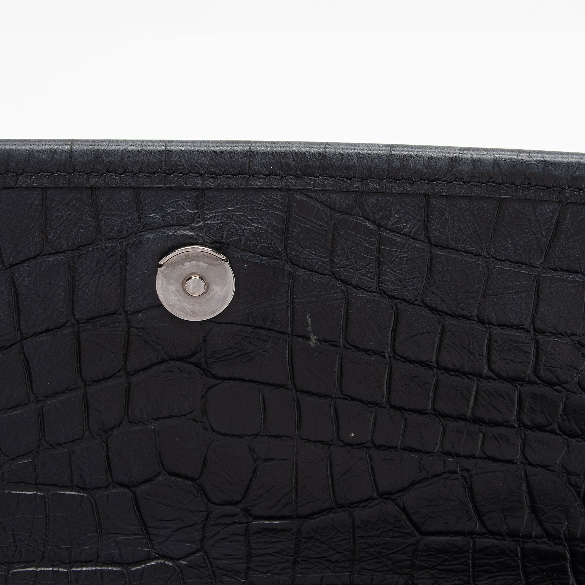 Saint Laurent Croc Embossed Leather Monogram Niki Baby Shoulder Bag (SHF-NVfs5q)