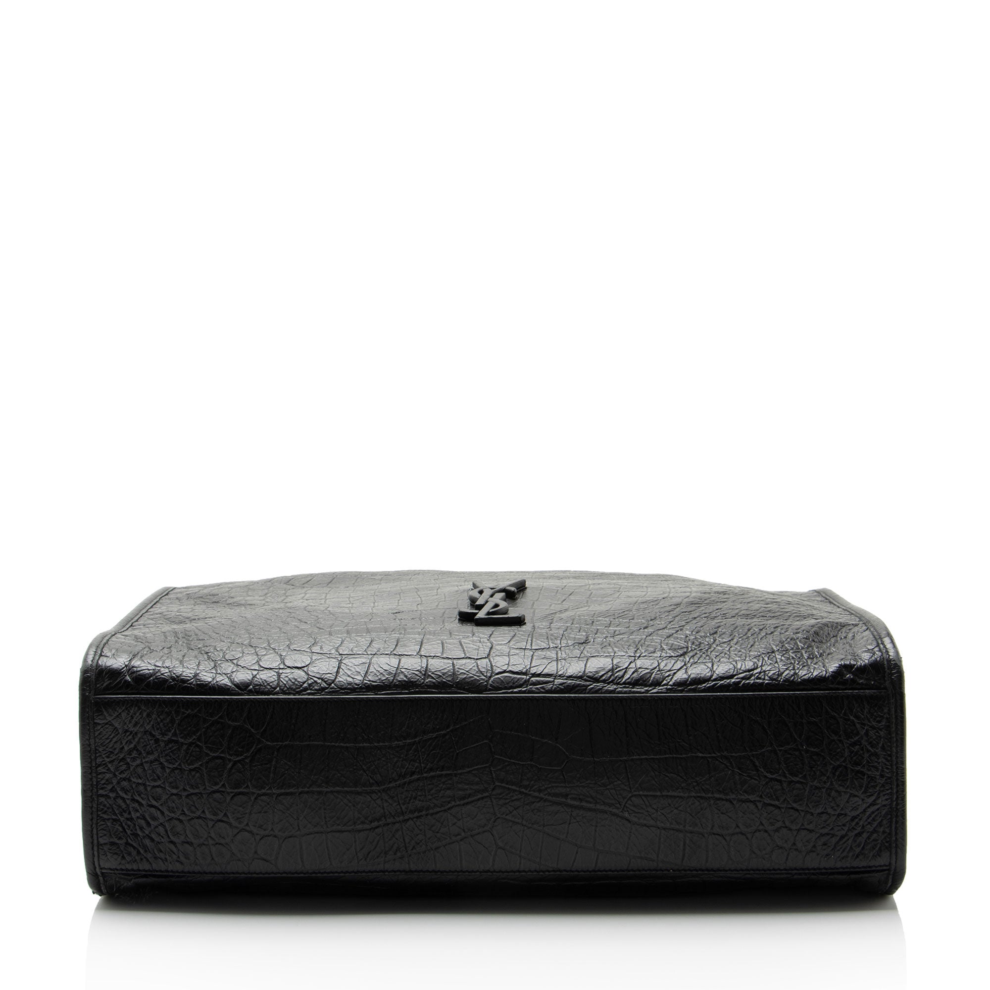 Saint Laurent Croc Embossed Leather Monogram Niki Large Shopping Tote