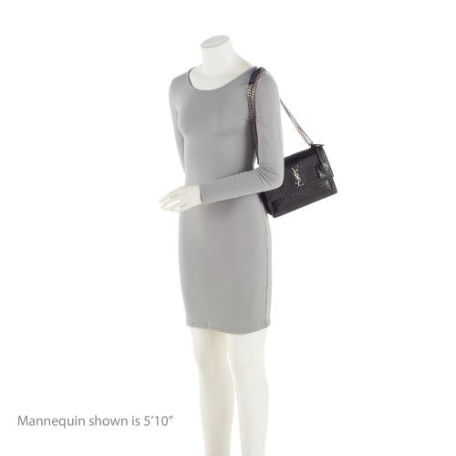 Saint Laurent Croc Embossed Leather Monogram Sunset Medium Shoulder Bag (SHF-LCdXkt)