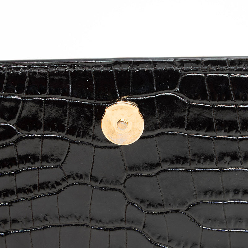 Saint Laurent Croc Embossed Leather Monogram Sunset Medium Shoulder Bag (SHF-otiVDf)