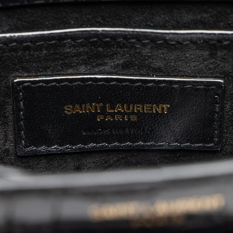 Saint Laurent Croc Embossed Leather Monogram Sunset Medium Shoulder Bag (SHF-otiVDf)