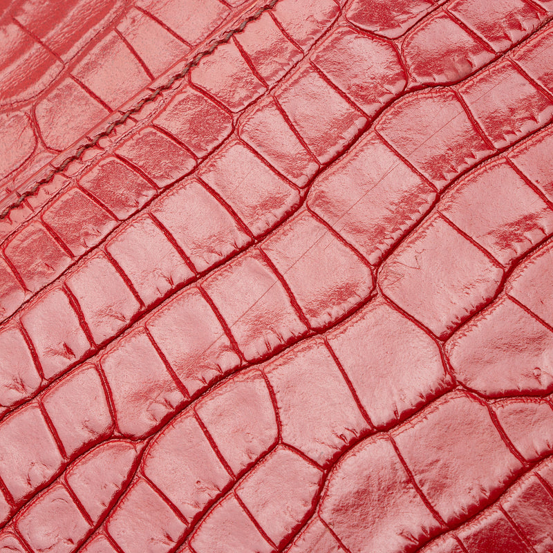 Saint Laurent Croc Embossed Leather Monogram Sunset Medium Shoulder Bag (SHF-T5kq37)
