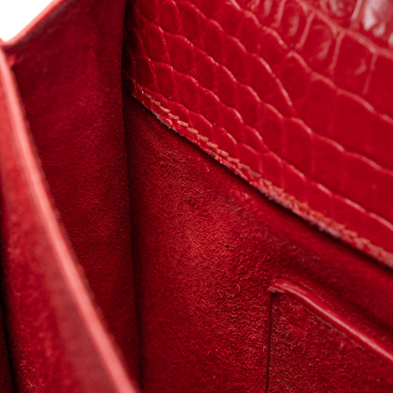 Saint Laurent Croc Embossed Leather Monogram Sunset Medium Shoulder Bag (SHF-T5kq37)