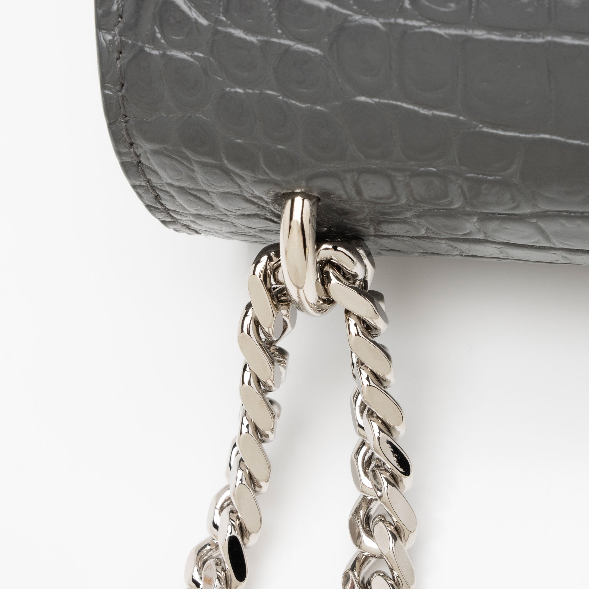 Saint Laurent Croc Embossed Leather Monogram Sunset Medium Shoulder Bag (SHF-dhitYI)