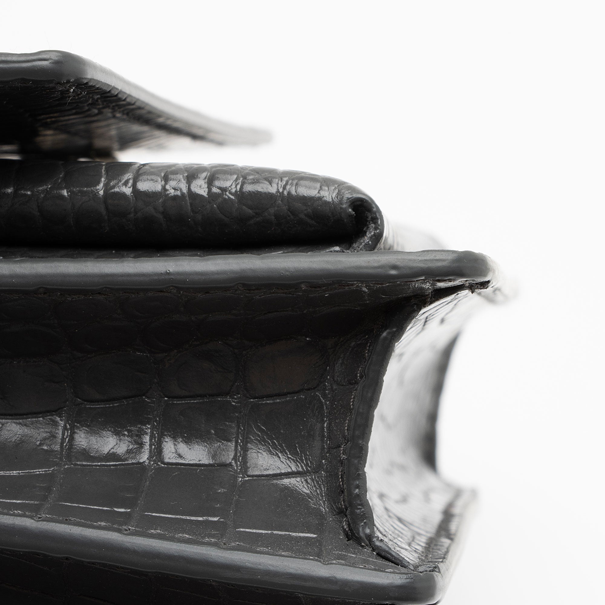 Saint Laurent Croc Embossed Leather Monogram Sunset Medium Shoulder Bag (SHF-dhitYI)