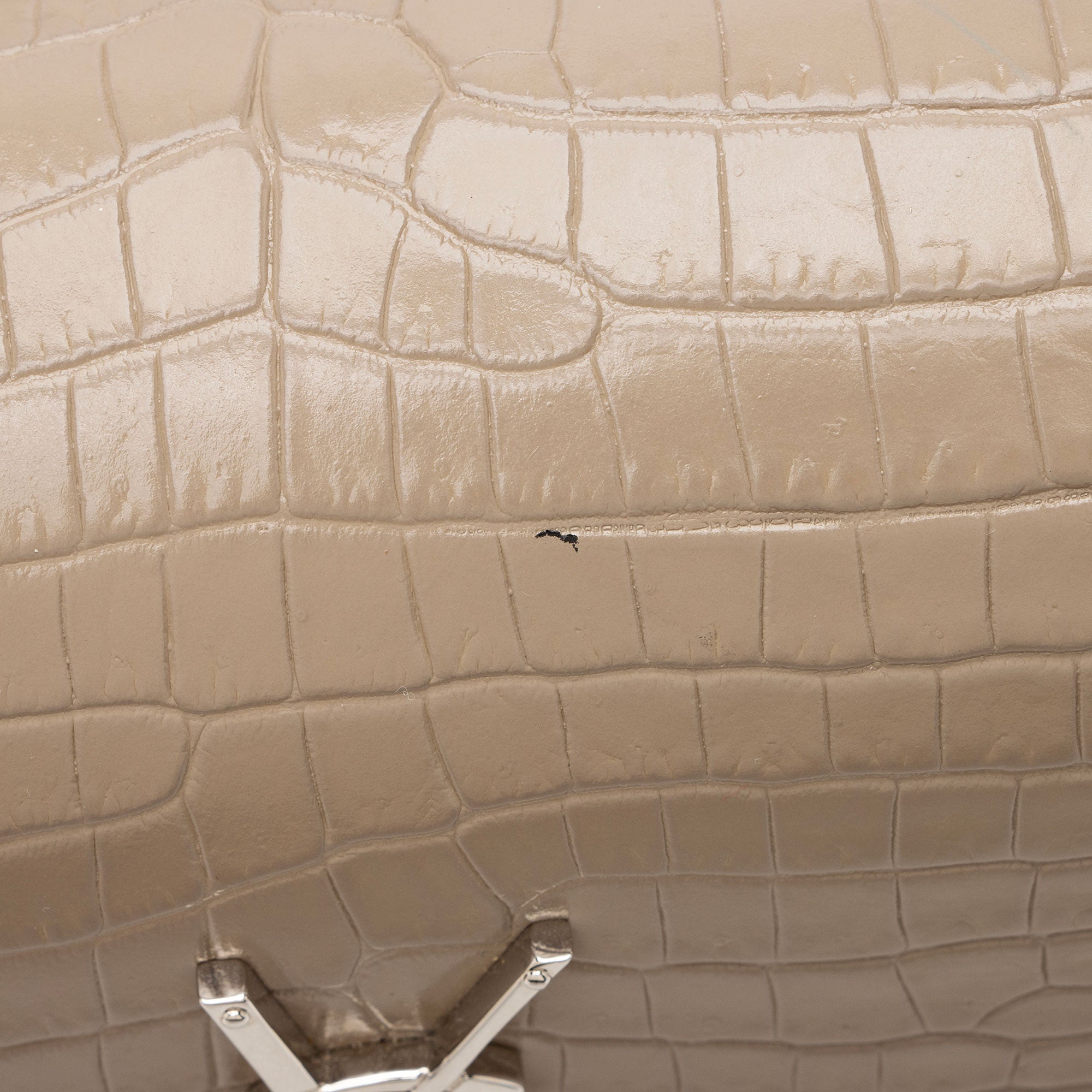 Saint Laurent Croc Embossed Leather Monogram Sunset Medium Shoulder Bag