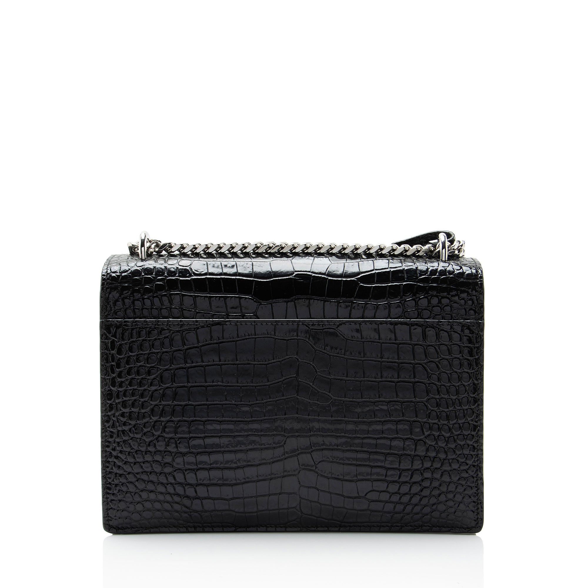 Saint Laurent Croc Embossed Leather Monogram Sunset Medium Shoulder Bag