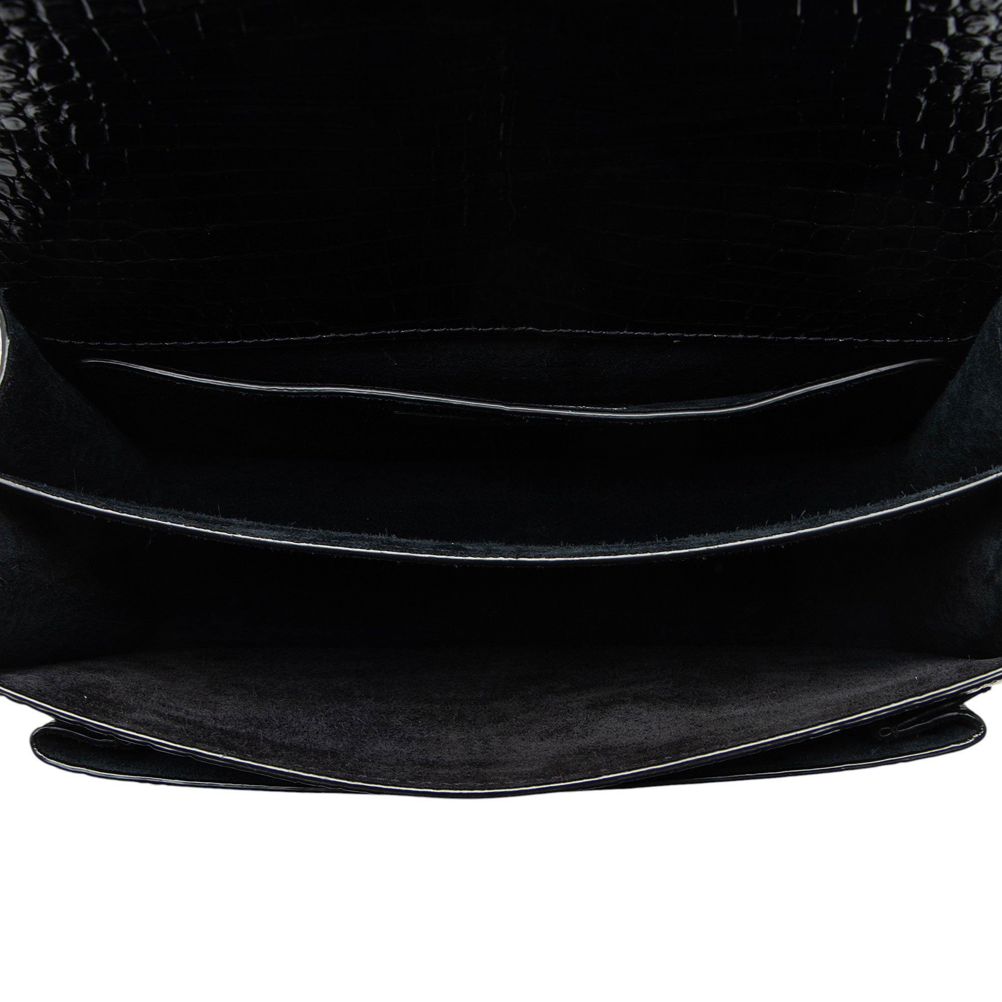 Saint Laurent Croc Embossed Leather Monogram Sunset Medium Shoulder Bag