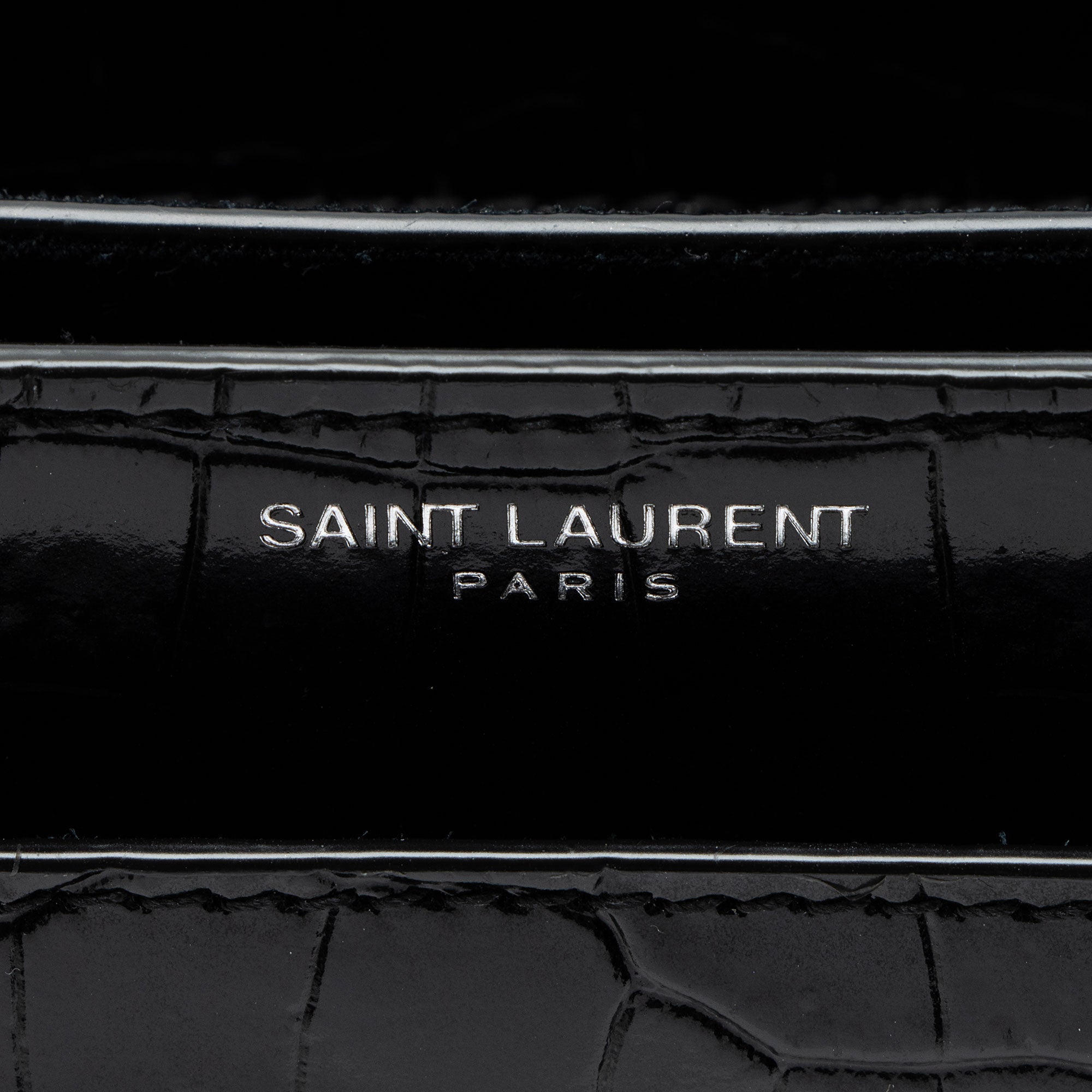 Saint Laurent Croc Embossed Leather Monogram Sunset Medium Shoulder Bag