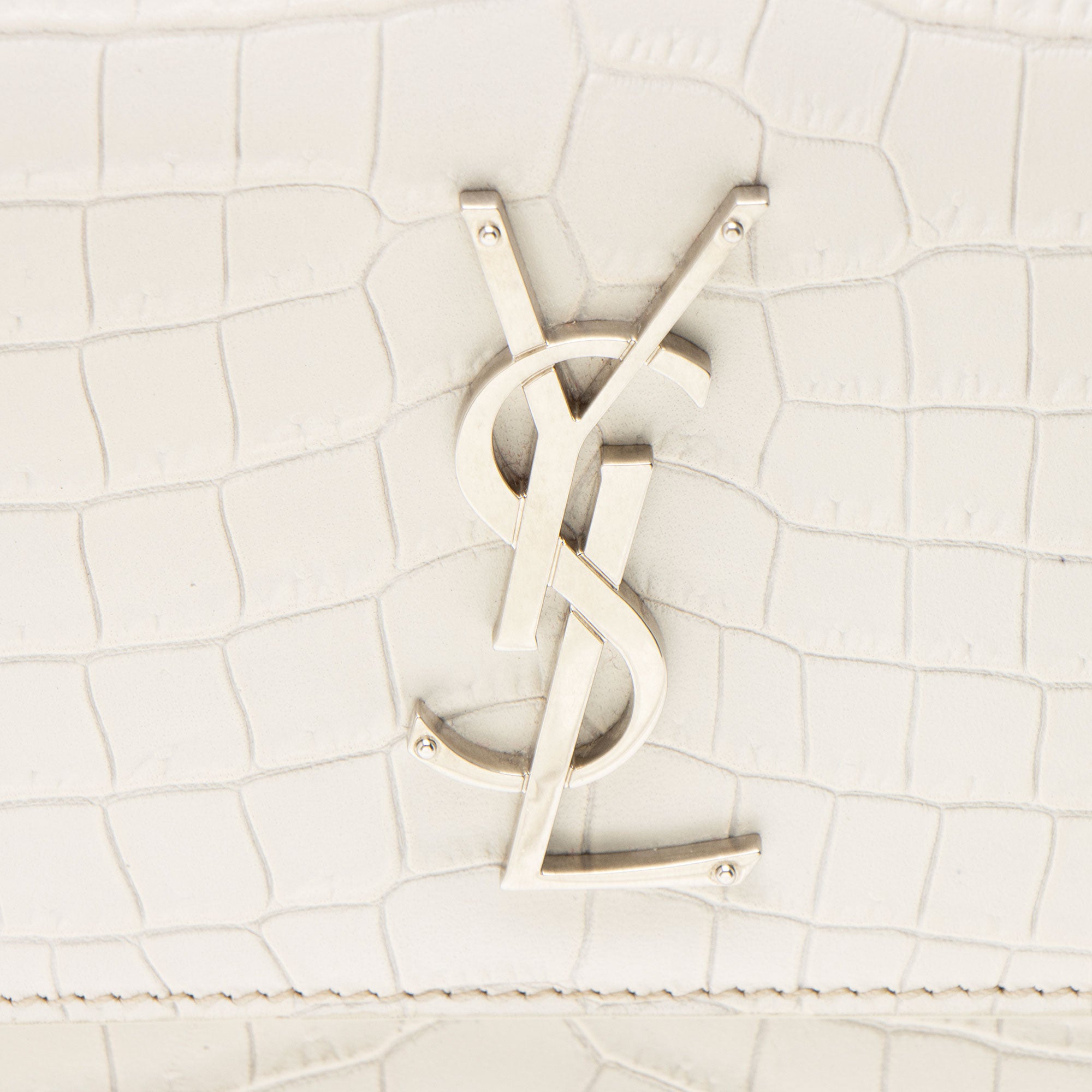 Saint Laurent Croc Embossed Leather Monogram Sunset Medium Shoulder Bag