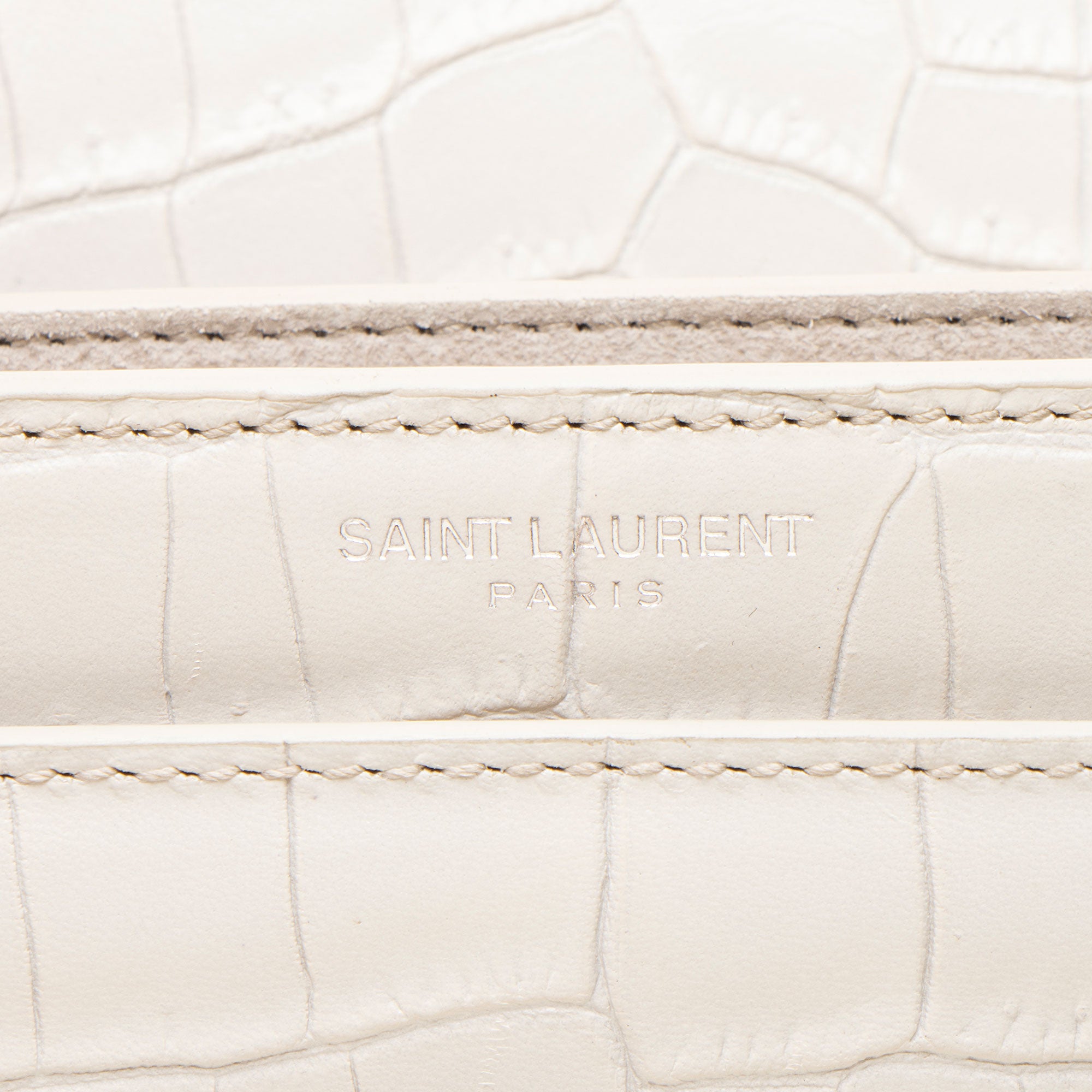 Saint Laurent Croc Embossed Leather Monogram Sunset Medium Shoulder Bag