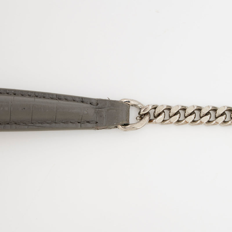 Saint Laurent Croc Embossed Leather Monogram Sunset Mini Wallet on Chain Bag (SHF-6eLO28)