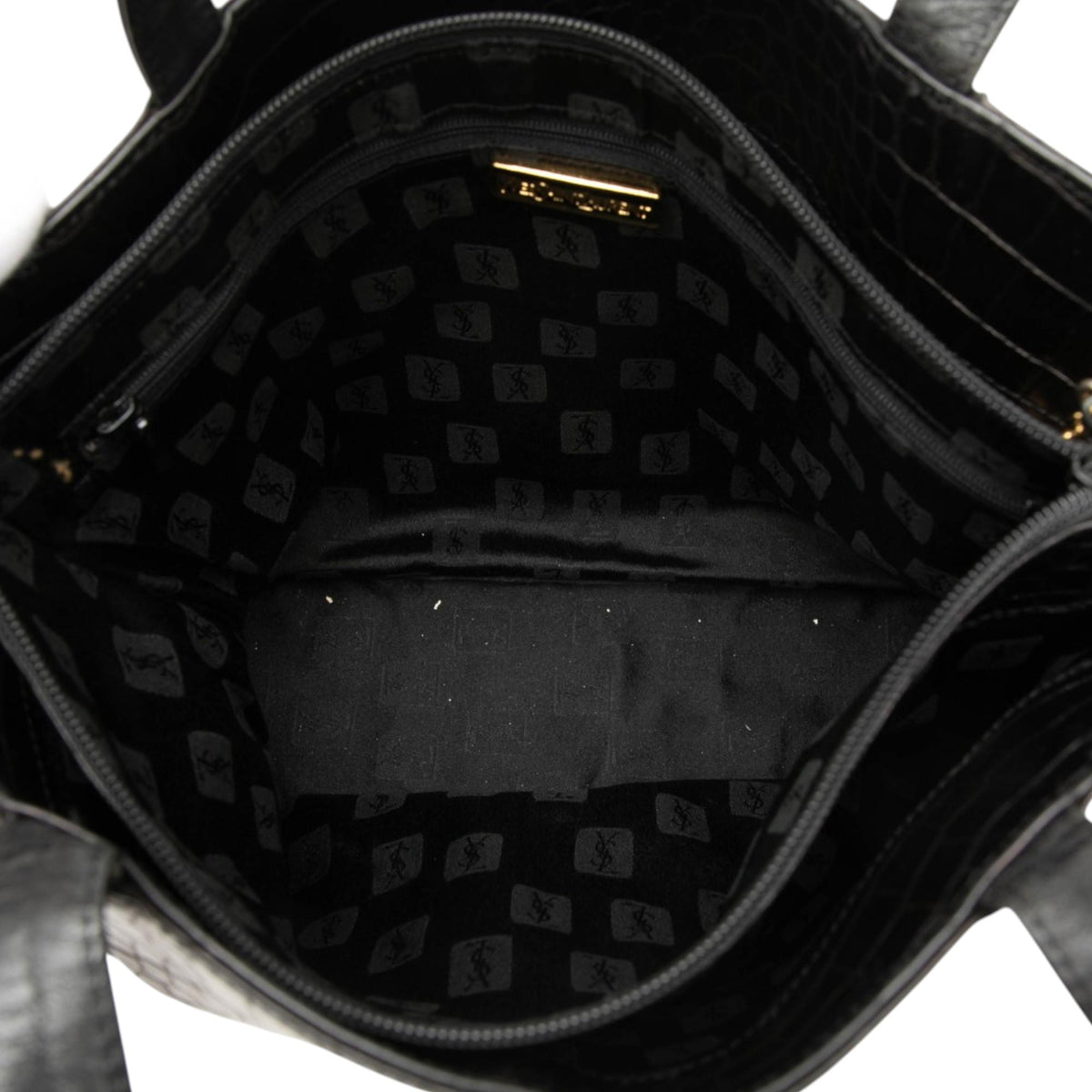 Saint Laurent Croc Embossed Leather Tote