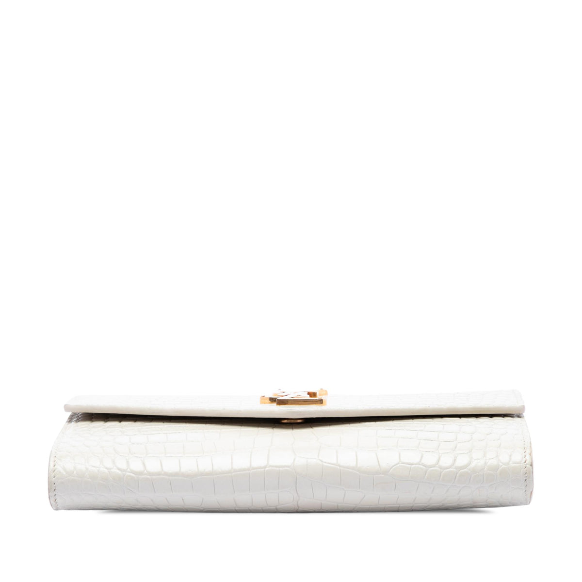 Saint Laurent Croc Embossed Leather Uptown Chain Wallet