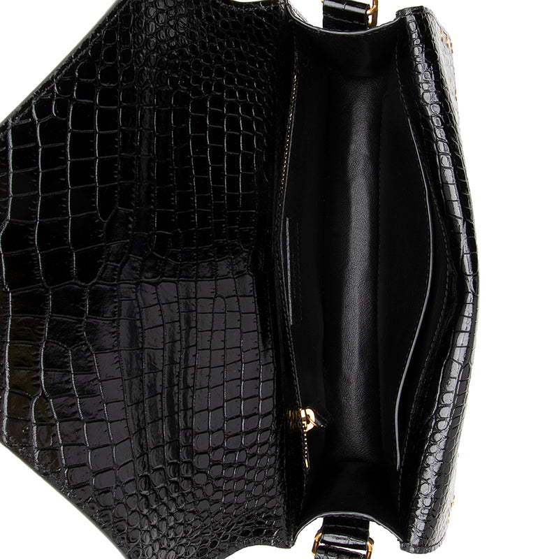 Saint Laurent Croc Embossed Leather Margaux Shoulder Bag (SHF-17900)