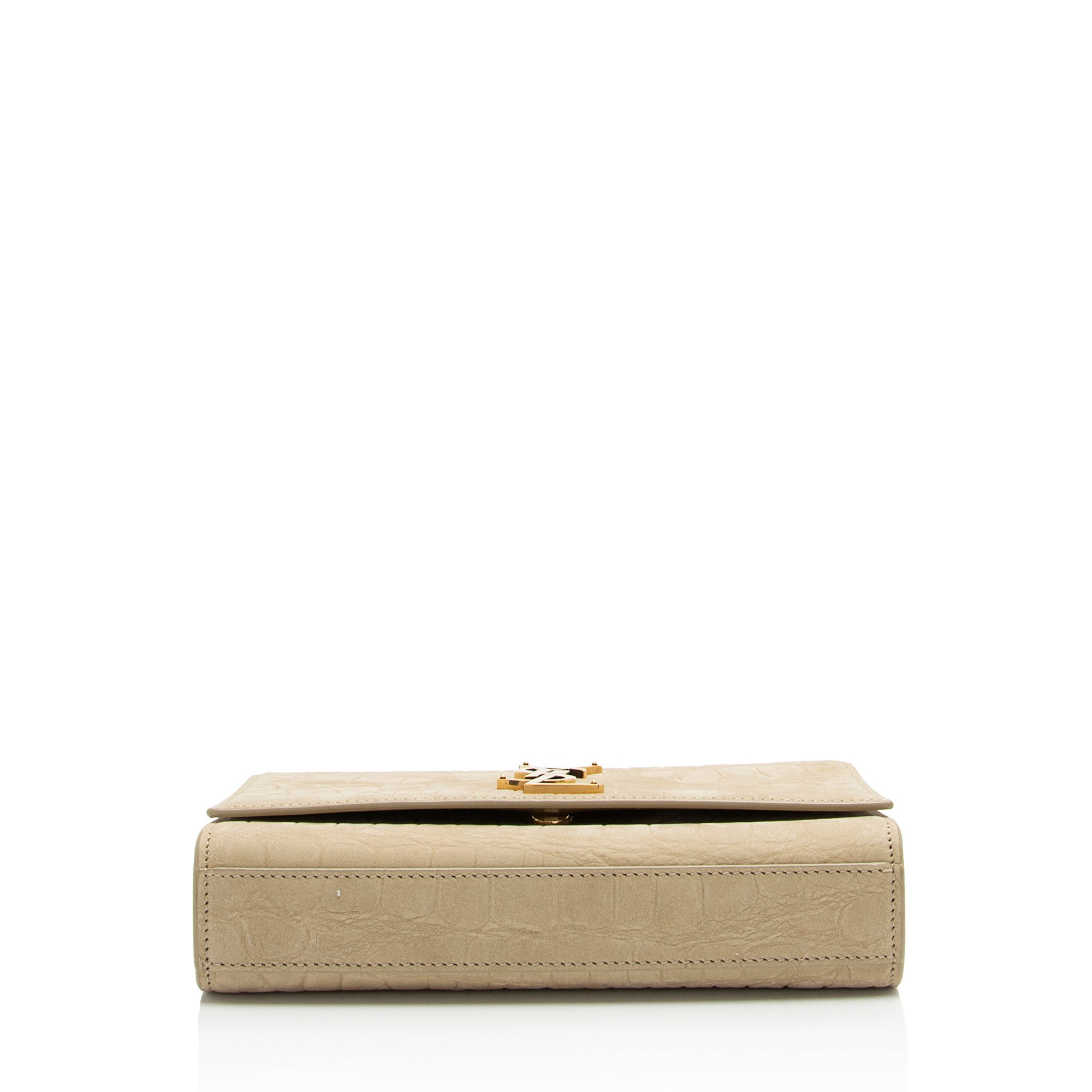 Saint Laurent Croc Embossed Nubuck Monogram Kate Small Shoulder Bag (SHF-FnLB4b)