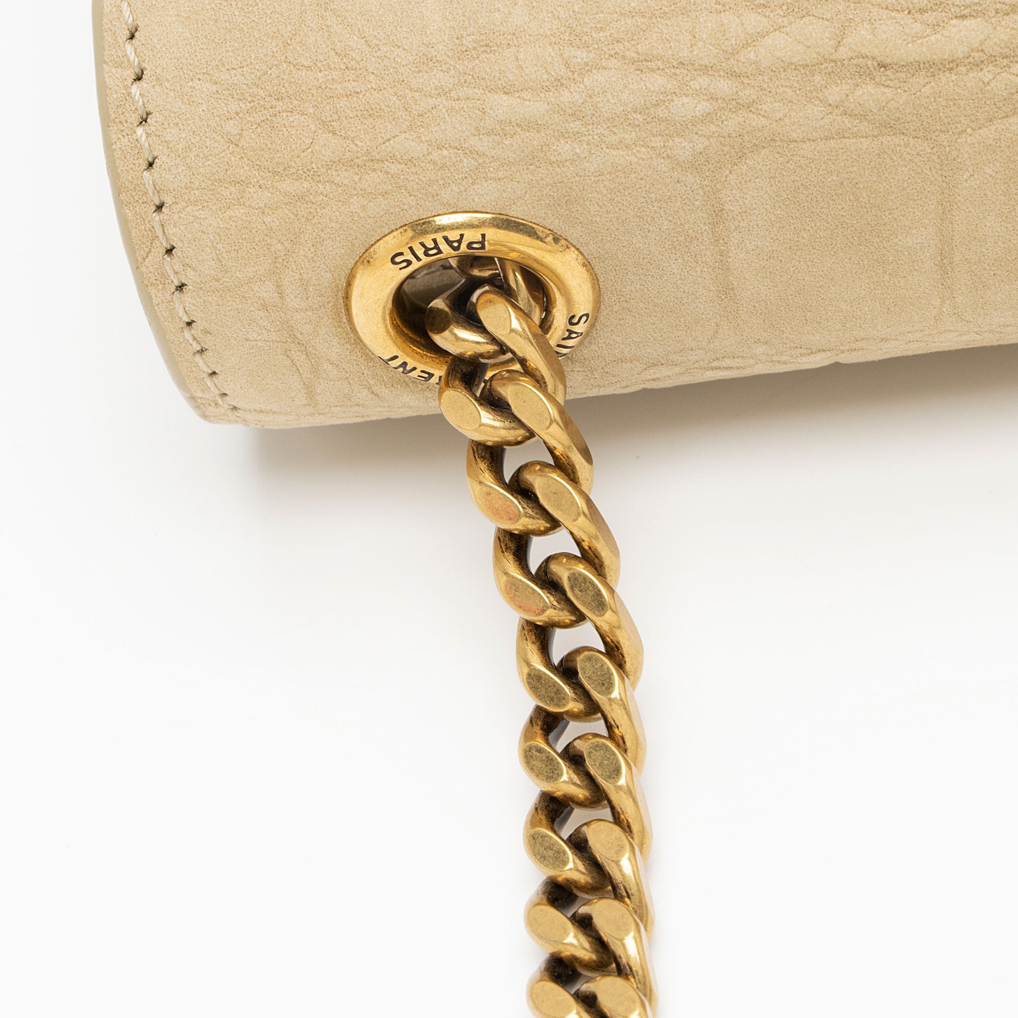 Saint Laurent Croc Embossed Nubuck Monogram Kate Small Shoulder Bag (SHF-FnLB4b)