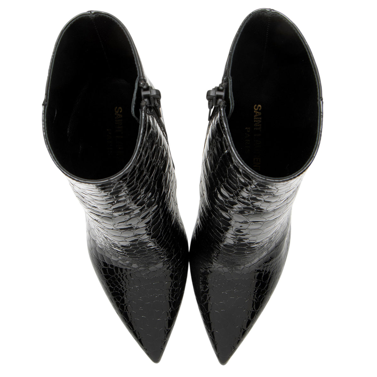 Saint Laurent Croc Embossed Leather Opyum Booties - Size 6.5 / 36.5