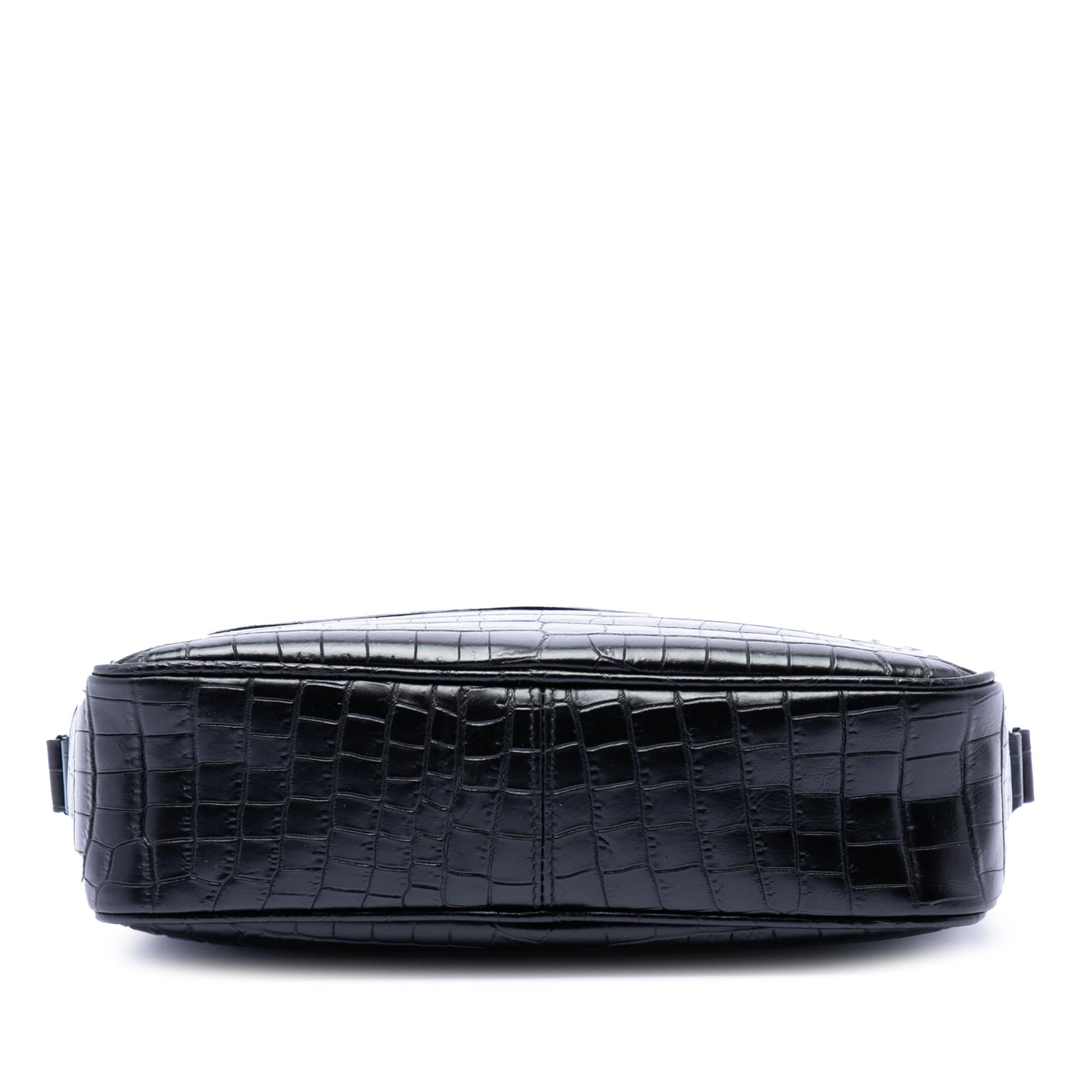 Saint Laurent Crocodile Embossed Leather Camp Camera Bag