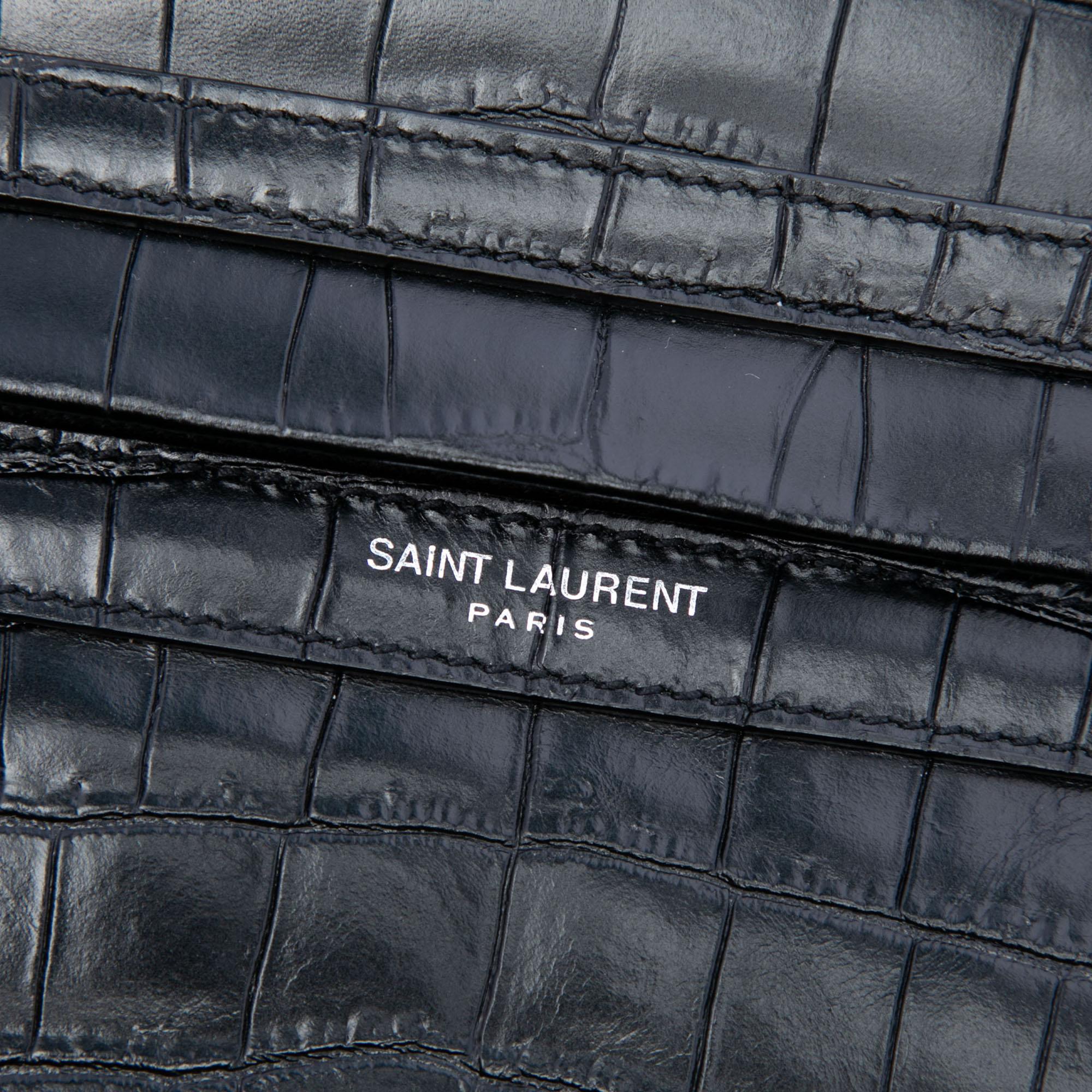 Saint Laurent Crocodile Embossed Leather Camp Camera Bag