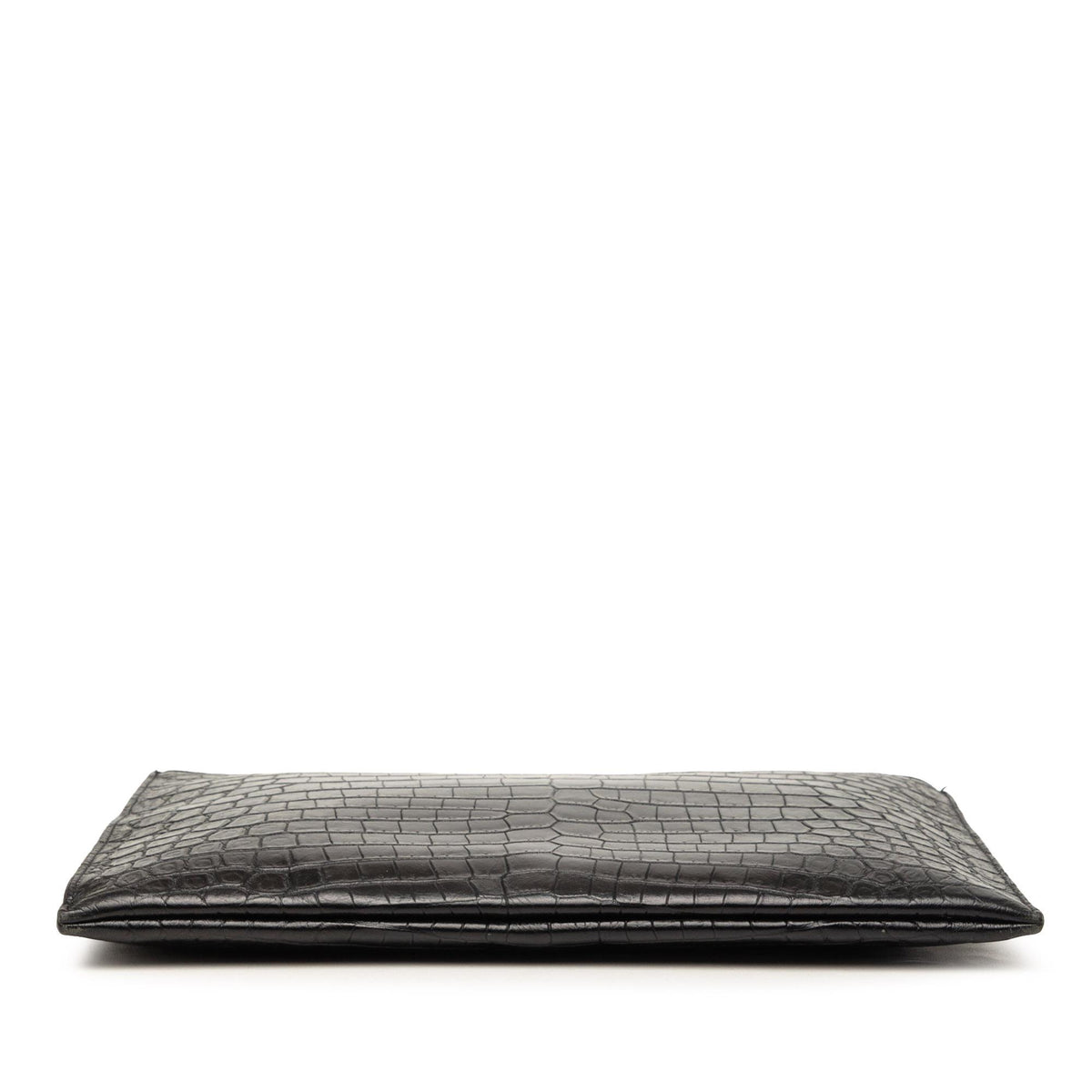 Saint Laurent Crocodile Embossed Leather Zipped Tablet Holder