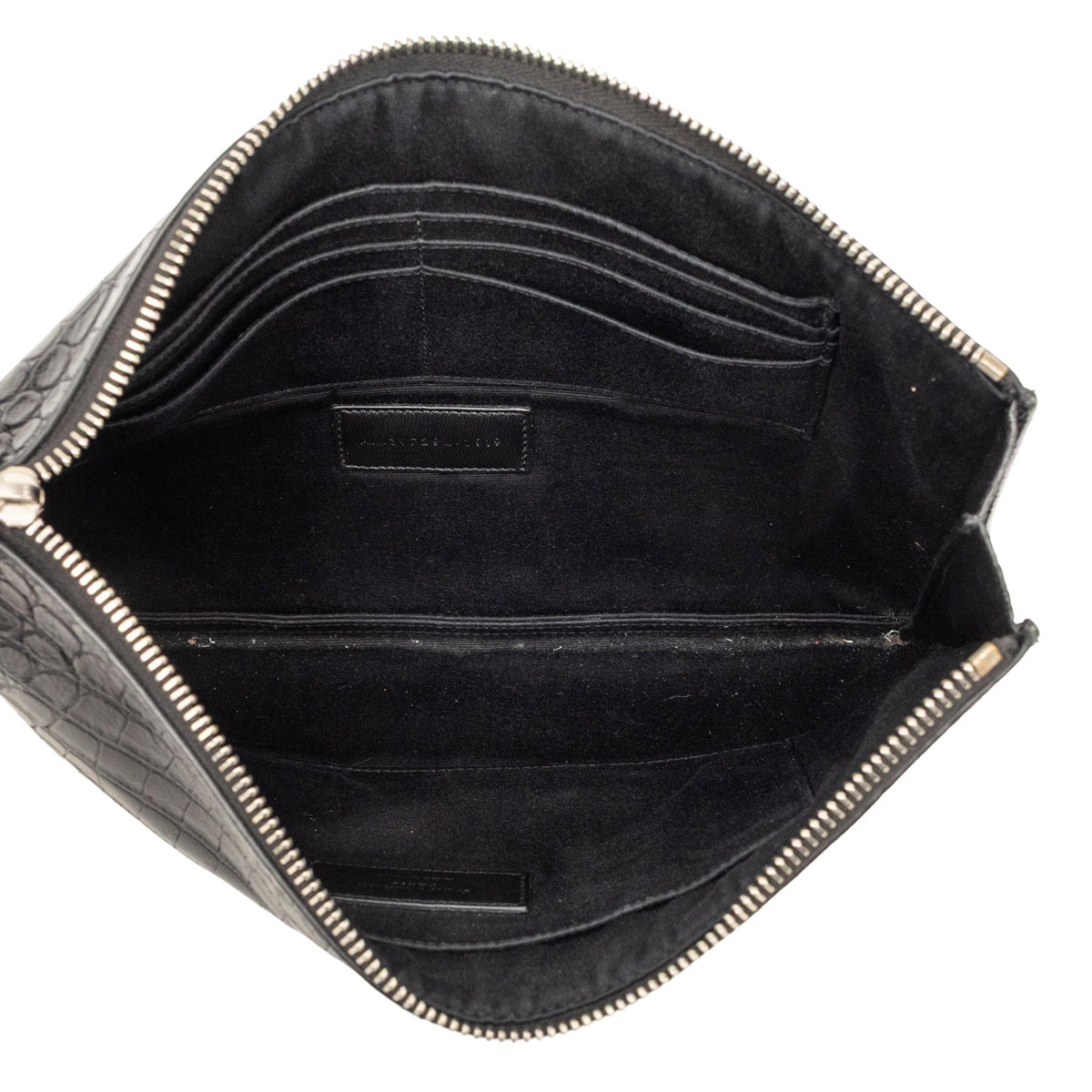 Saint Laurent Crocodile Embossed Leather Zipped Tablet Holder