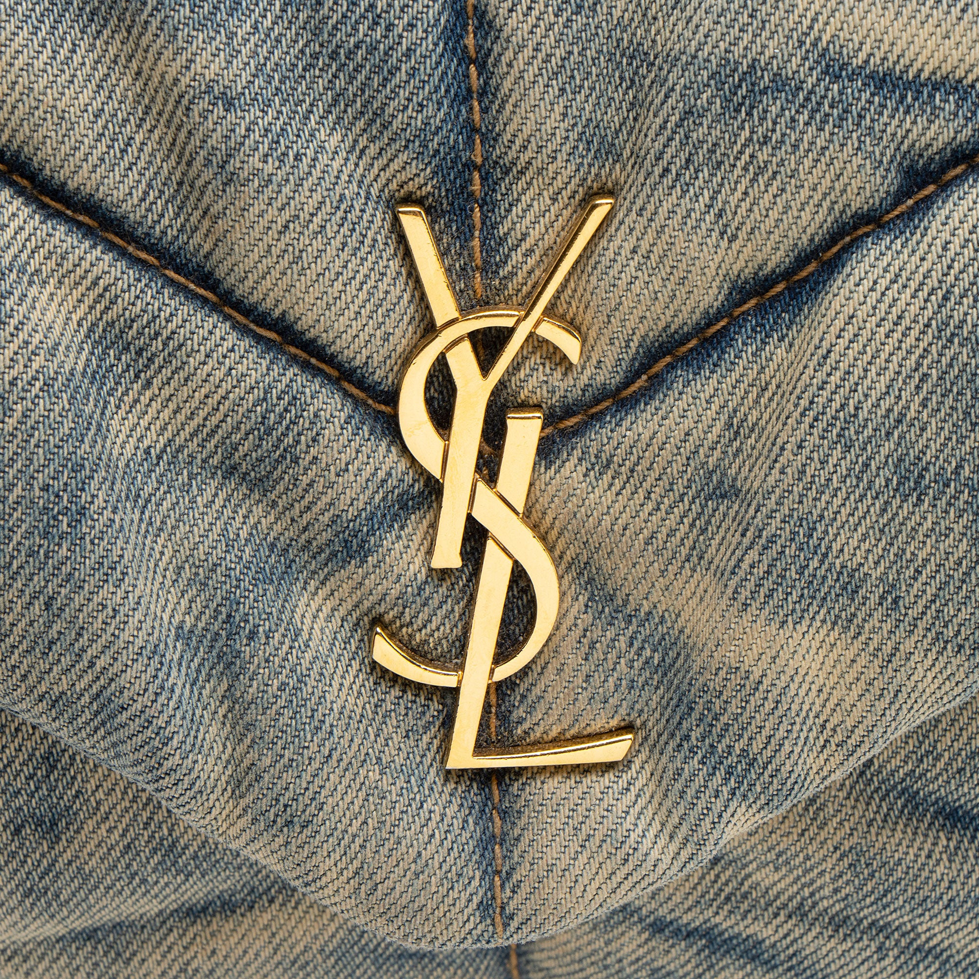 Saint Laurent Denim Monogram Puffer LouLou Shoulder Bag (SHF-StqMjt)