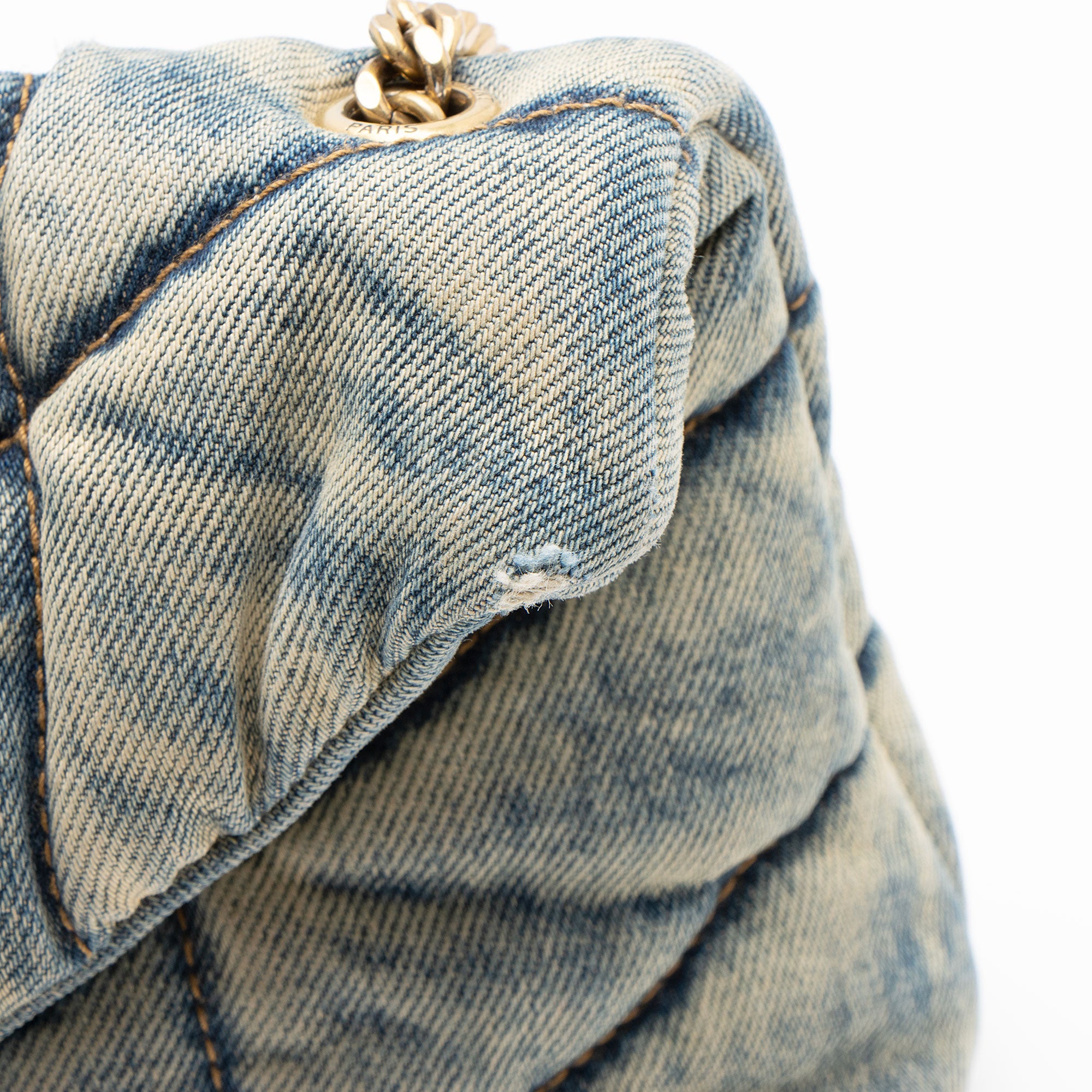 Saint Laurent Denim Monogram Puffer LouLou Shoulder Bag (SHF-StqMjt)