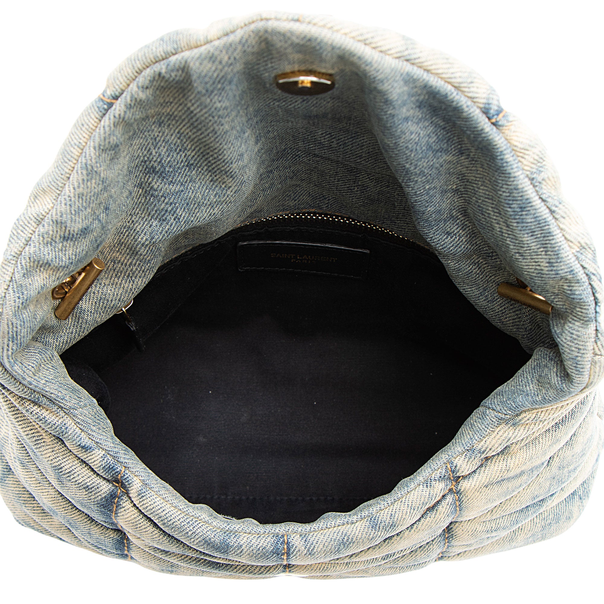 Saint Laurent Denim Monogram Puffer LouLou Shoulder Bag (SHF-StqMjt)