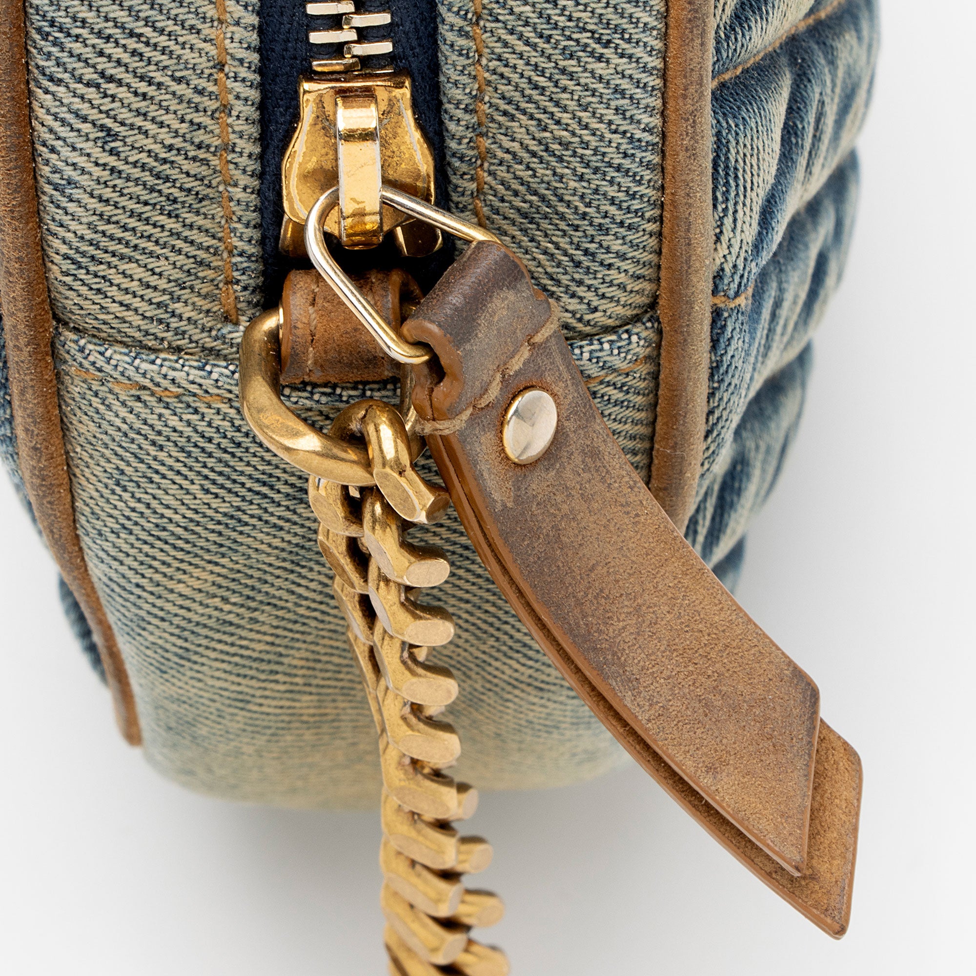 Saint Laurent Denim Monogram Vinyle Round Camera Bag