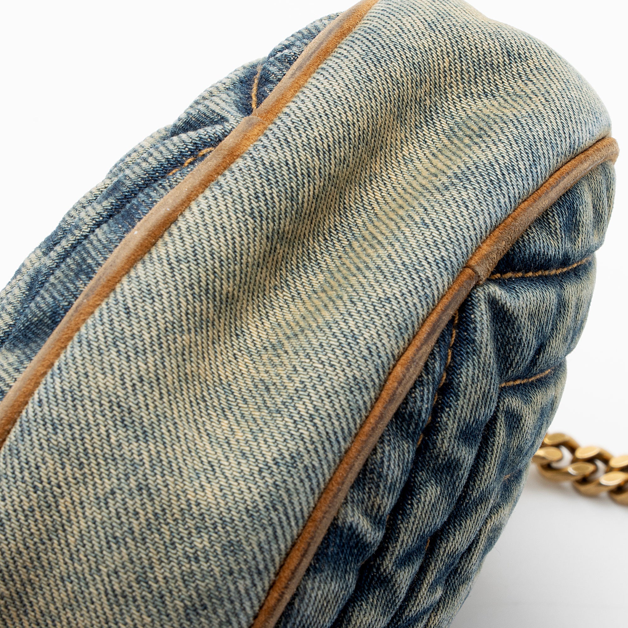 Saint Laurent Denim Monogram Vinyle Round Camera Bag