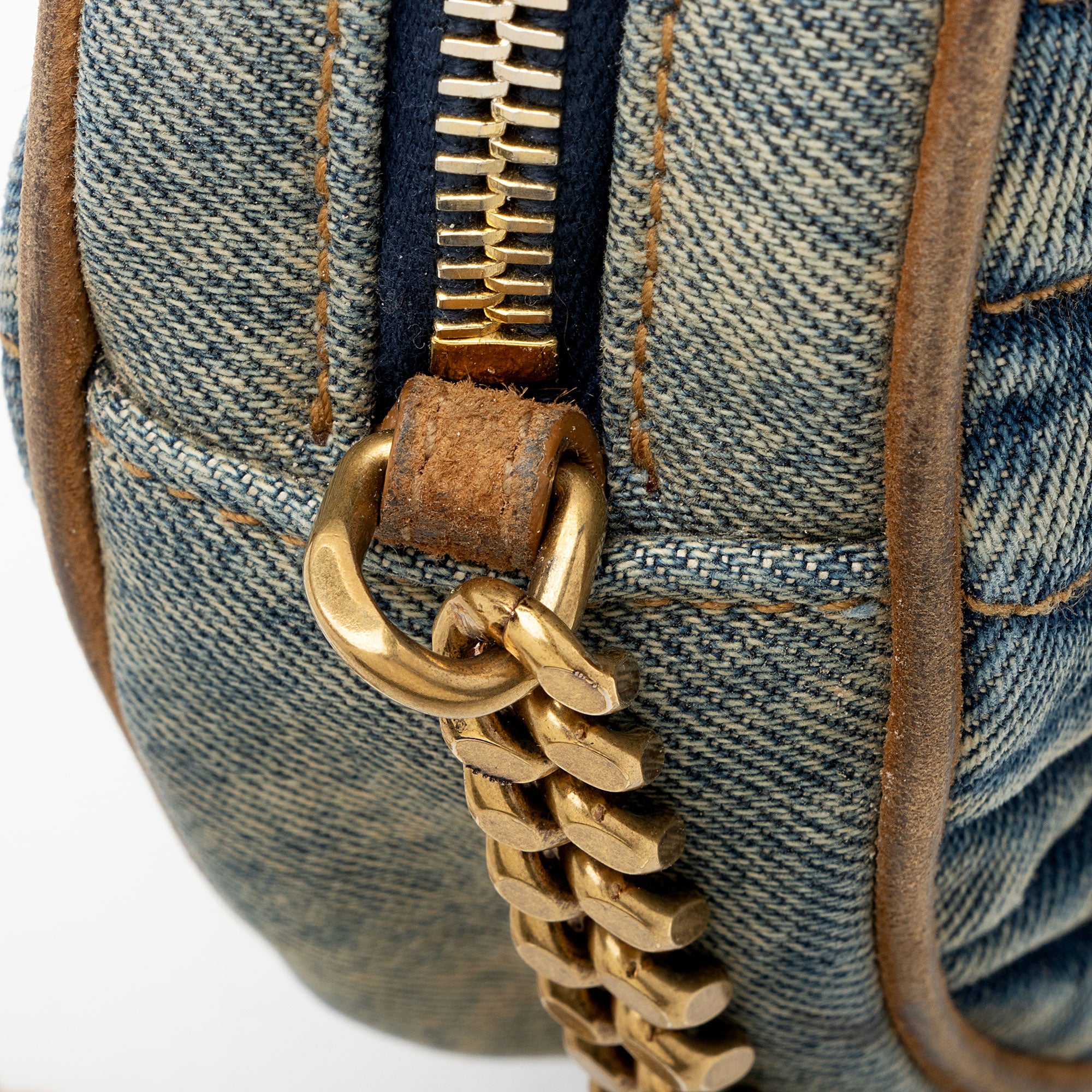 Saint Laurent Denim Monogram Vinyle Round Camera Bag