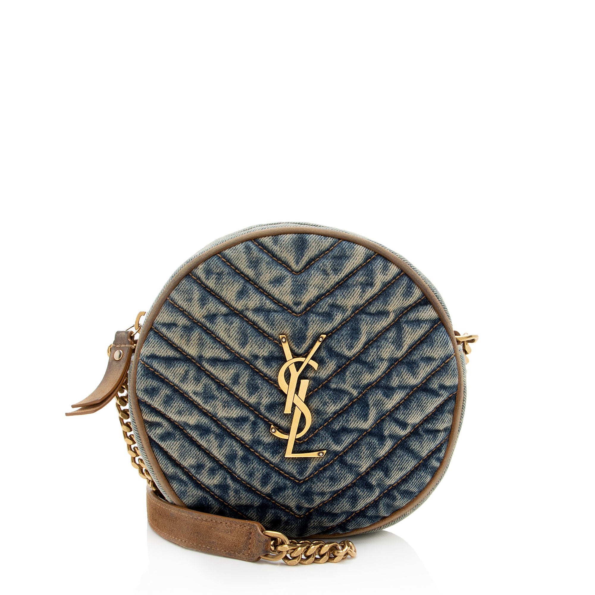 Saint Laurent Denim Monogram Vinyle Round Camera Bag