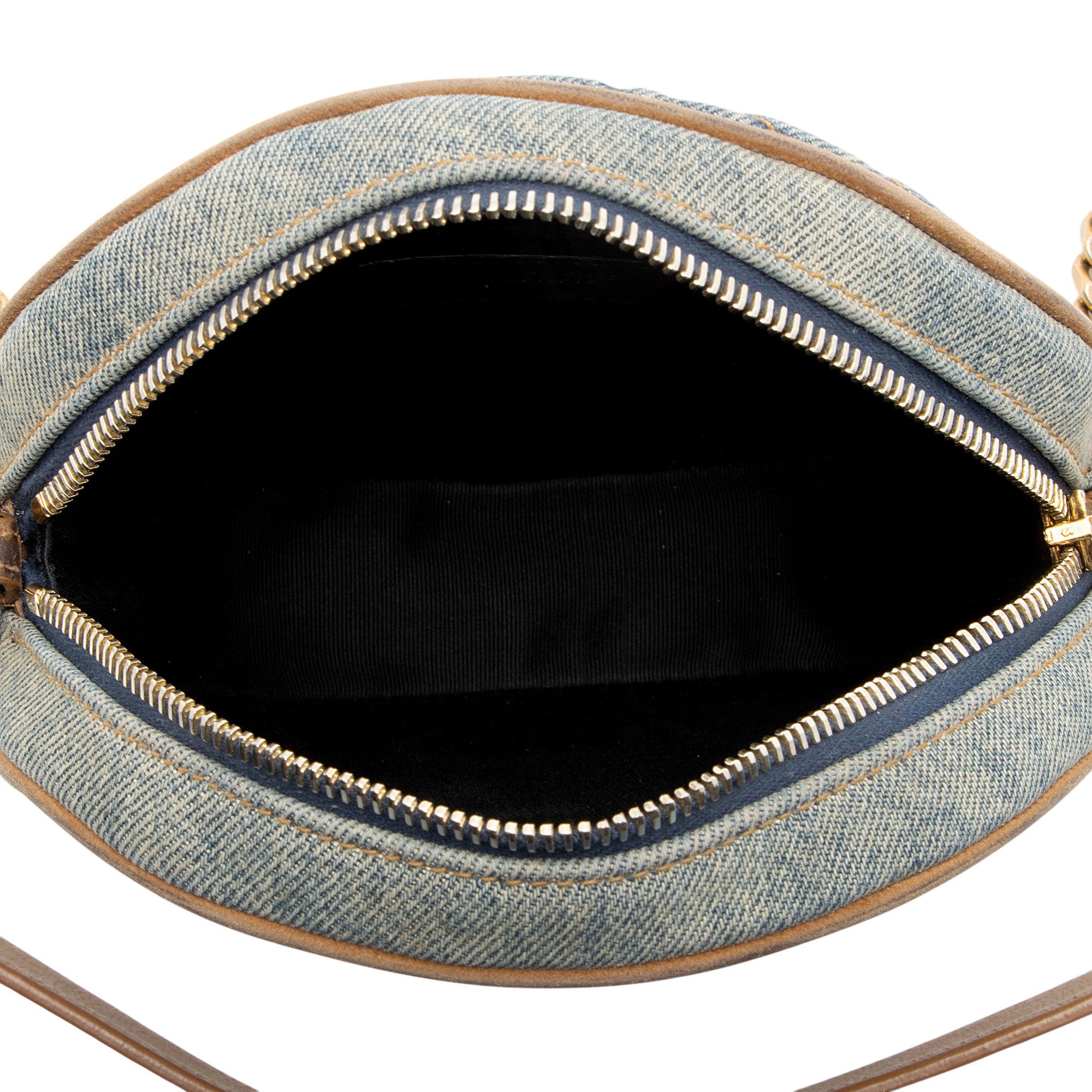 Saint Laurent Denim Monogram Vinyle Round Camera Bag