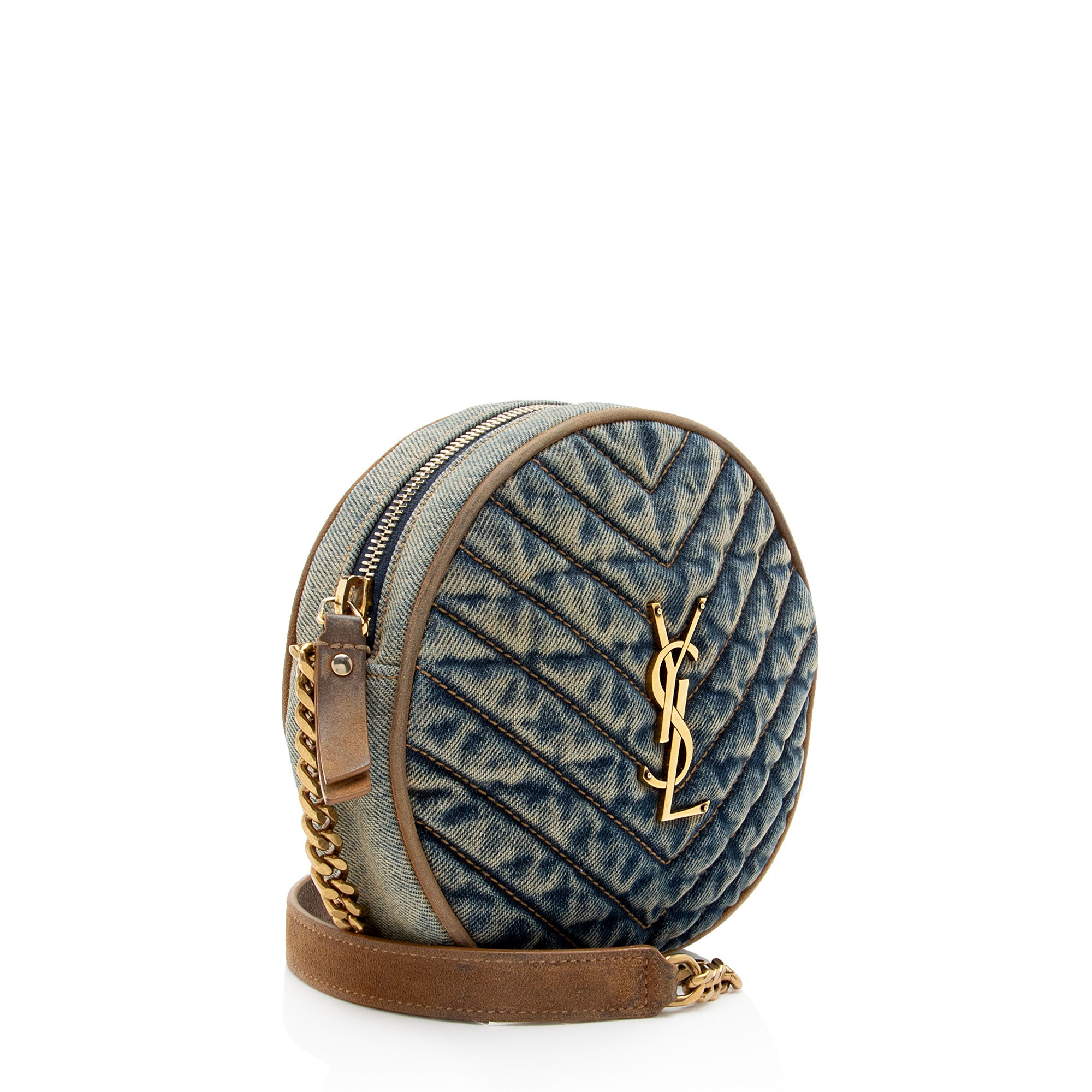 Saint Laurent Denim Monogram Vinyle Round Camera Bag