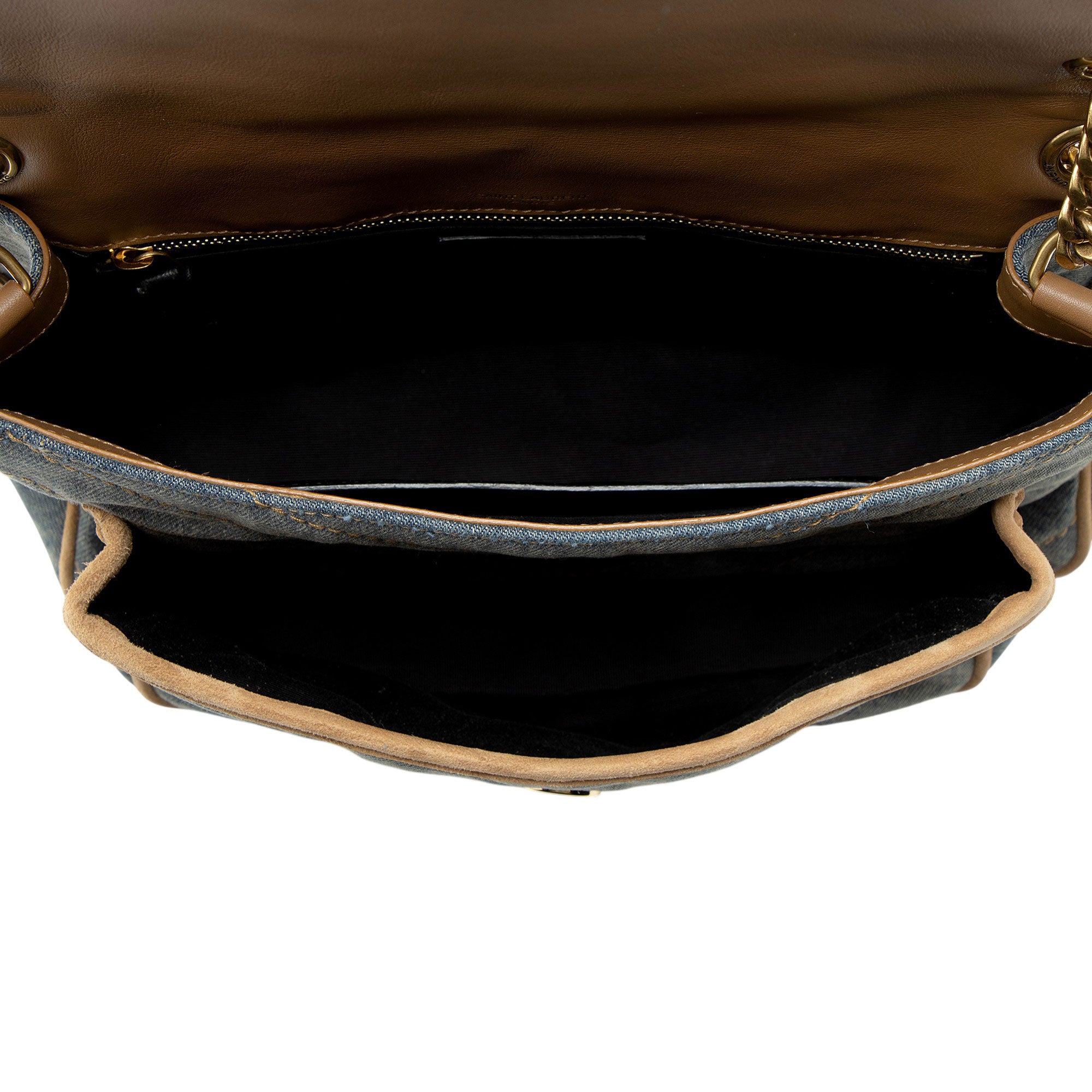 Saint Laurent Denim Suede Monogram Niki Medium Shoulder Bag