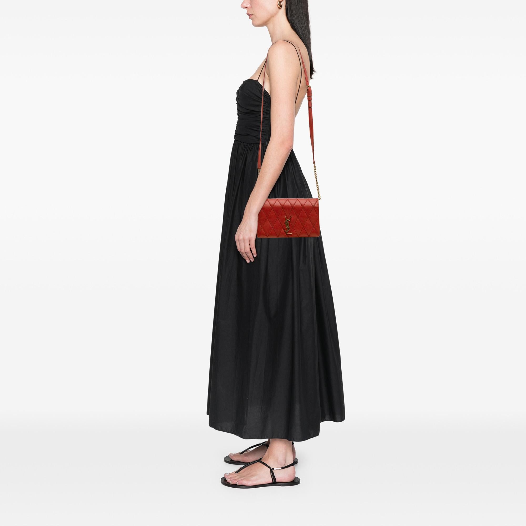 Saint Laurent Diamond Quilted Lambskin Angie Chain Bag