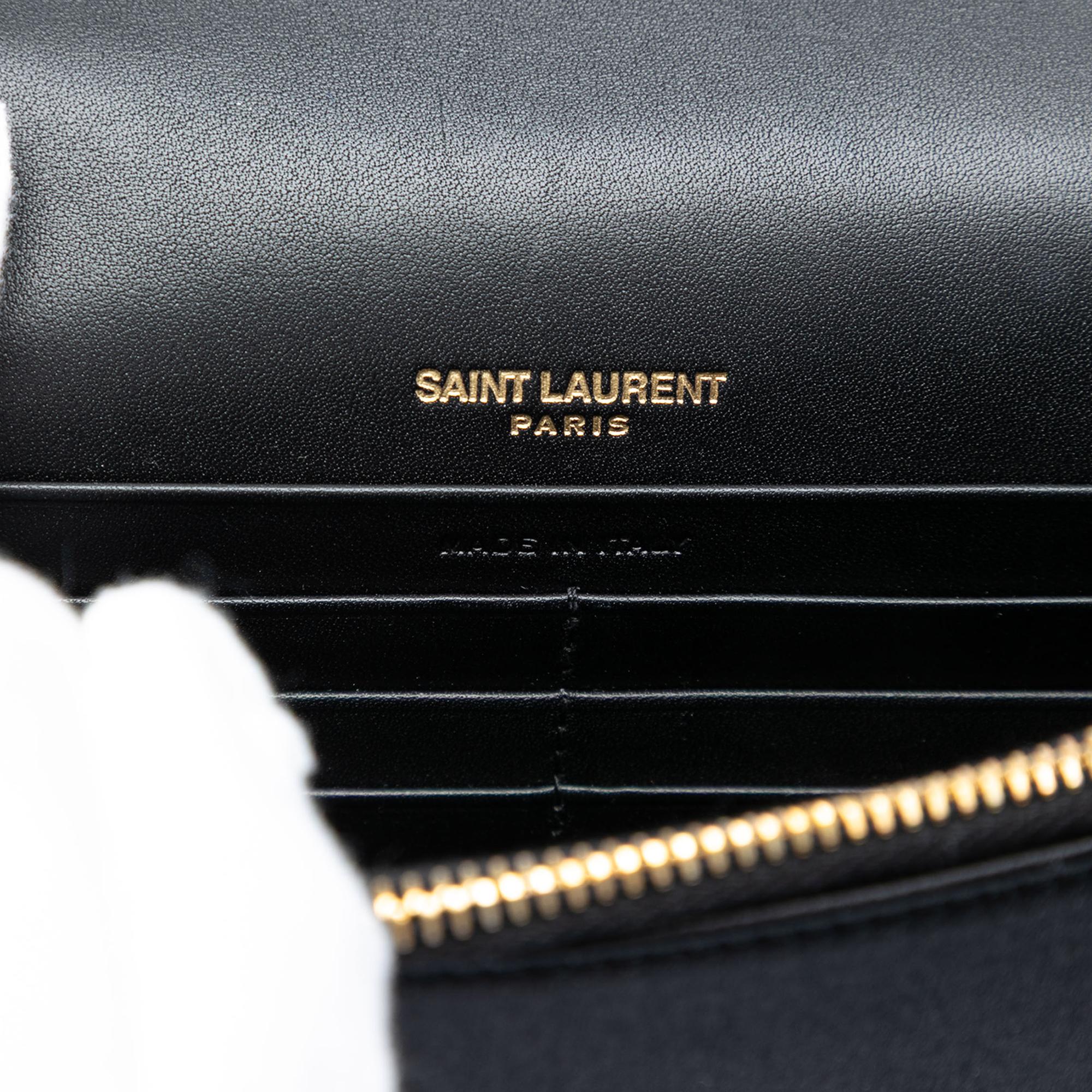 Saint Laurent Embroidered Satin Monogram Kate Tassel Wallet on Chain