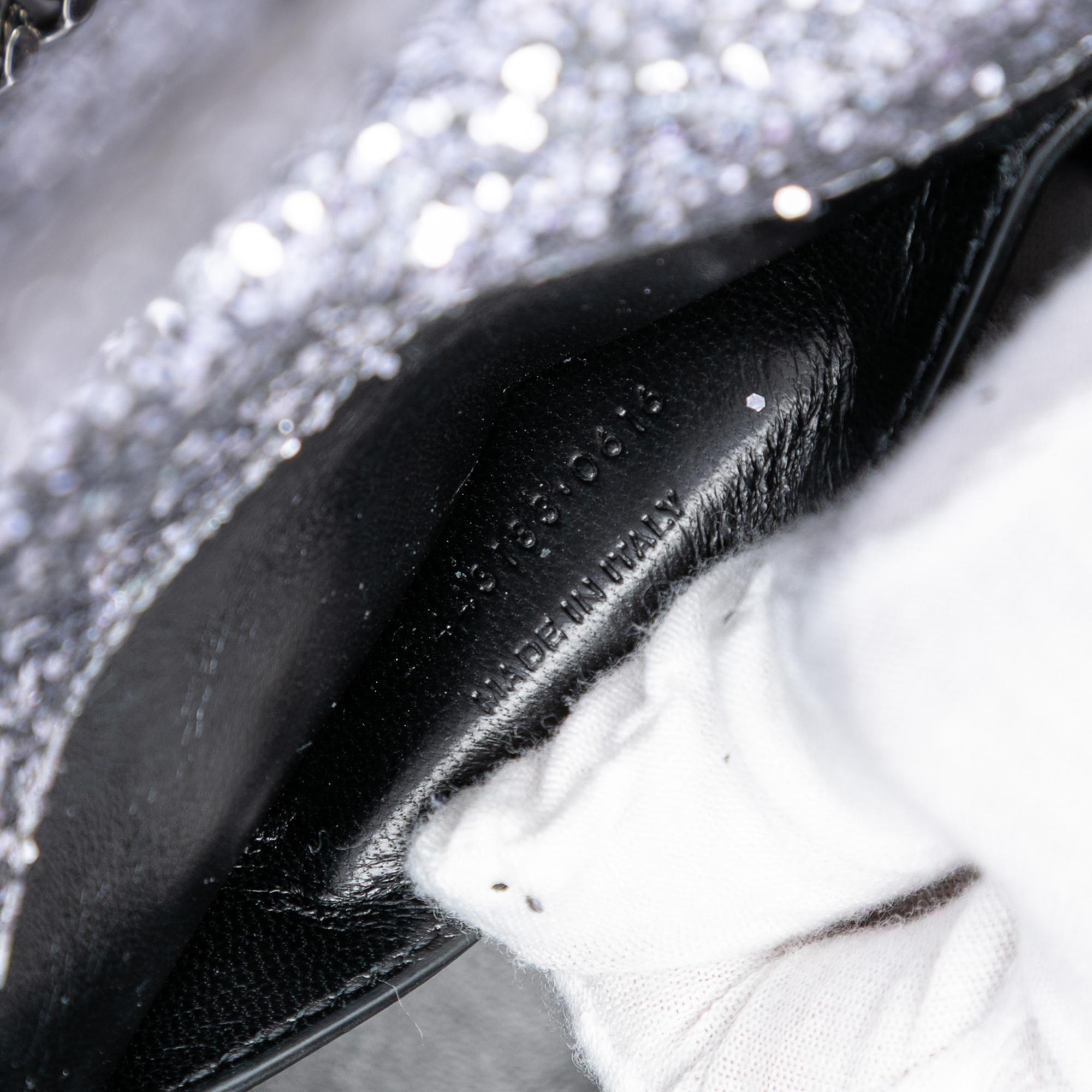 Saint Laurent Glitter Galactica Leather Monogram Envelope Chain Wallet