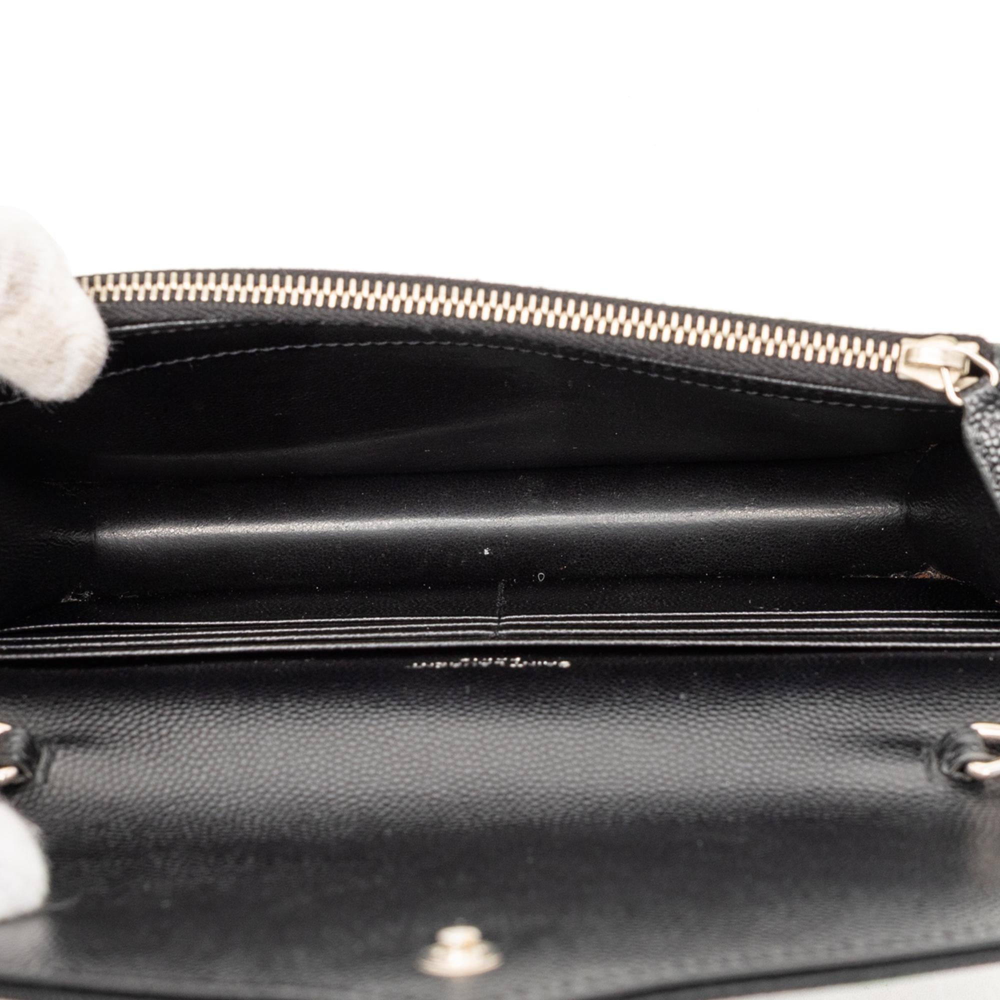 Saint Laurent Grain De Poudre Cassandre Envelope Chain Wallet