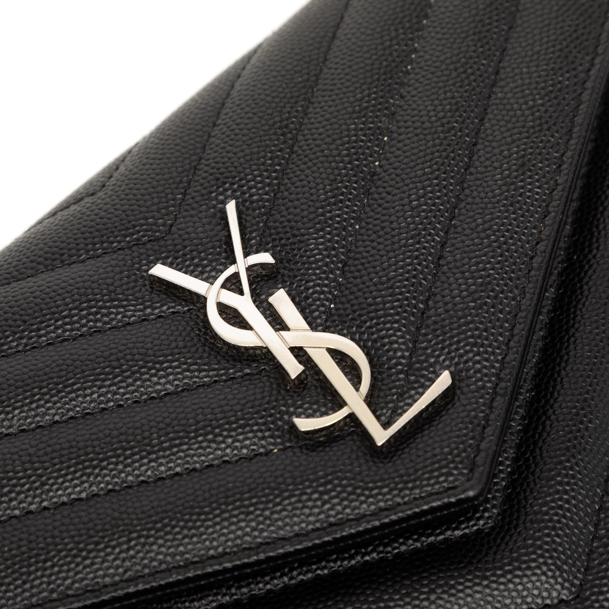Saint Laurent Grain De Poudre Cassandre Envelope Chain Wallet