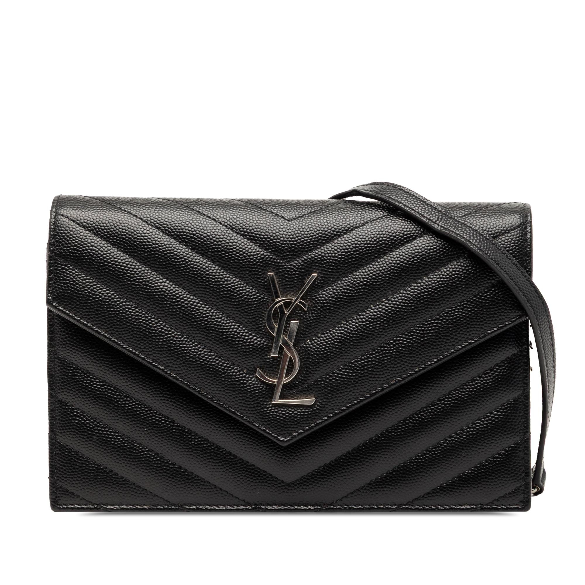 Saint Laurent Grain De Poudre Cassandre Envelope Chain Wallet