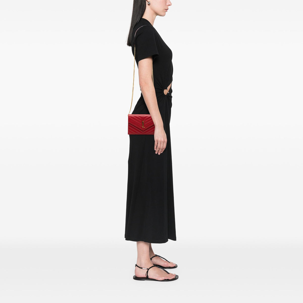 Saint Laurent Grain De Poudre Cassandre Envelope Chain Wallet
