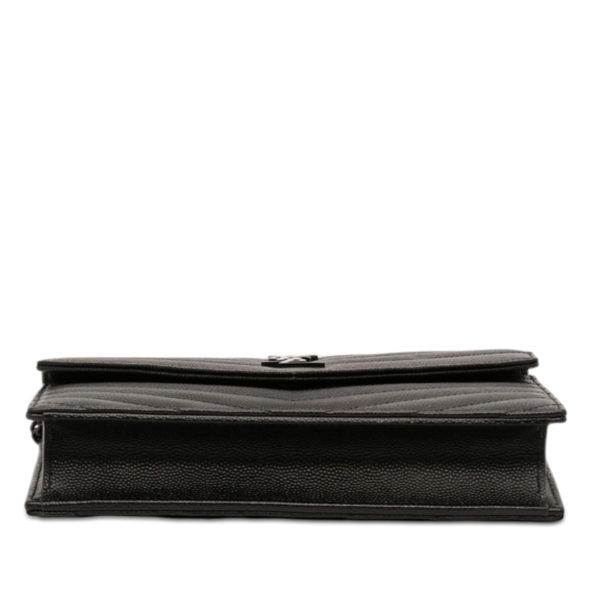 Saint Laurent Grain De Poudre Cassandre Monochrome Envelope Chain Wallet