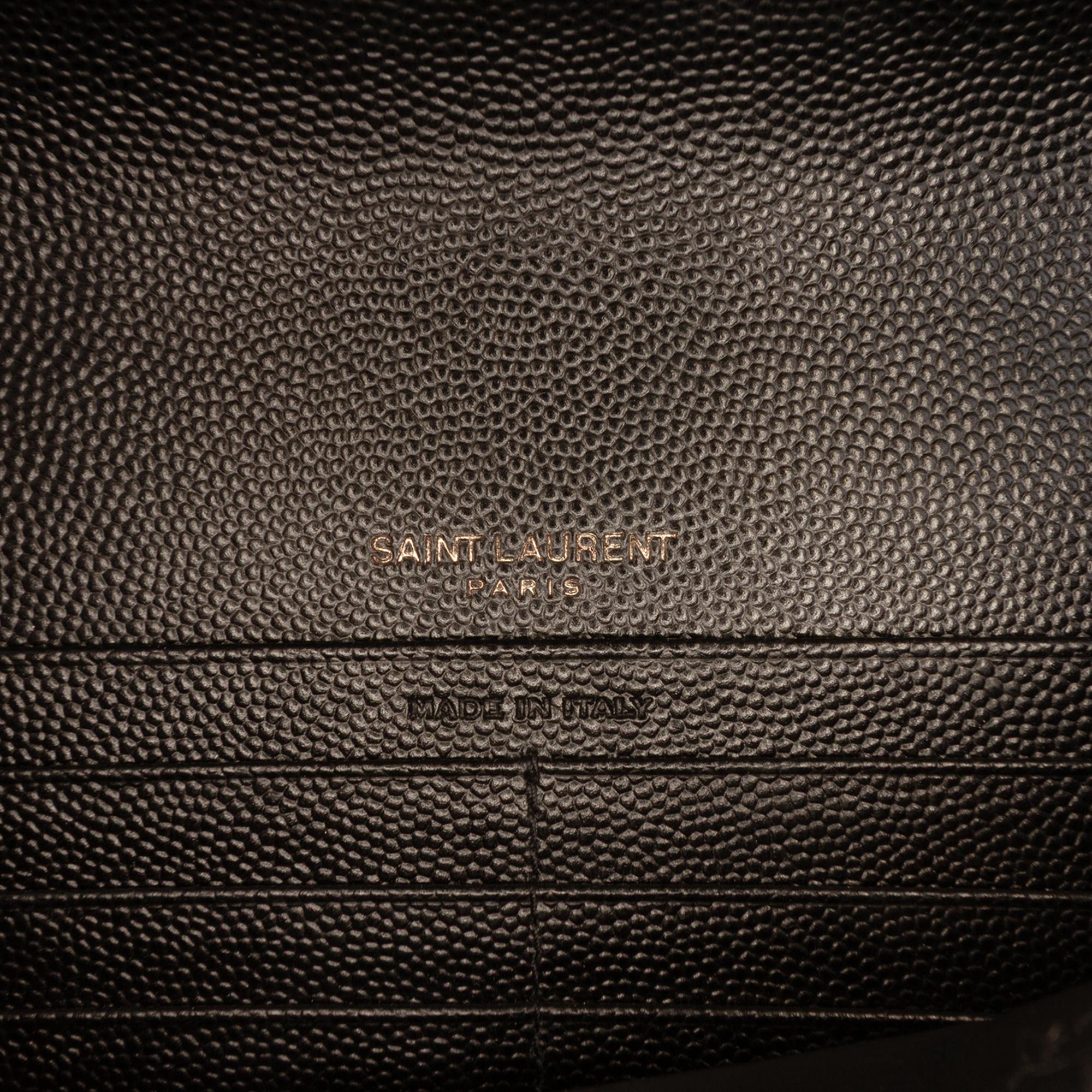 Saint Laurent Grain De Poudre Cassandre Monochrome Envelope Chain Wallet