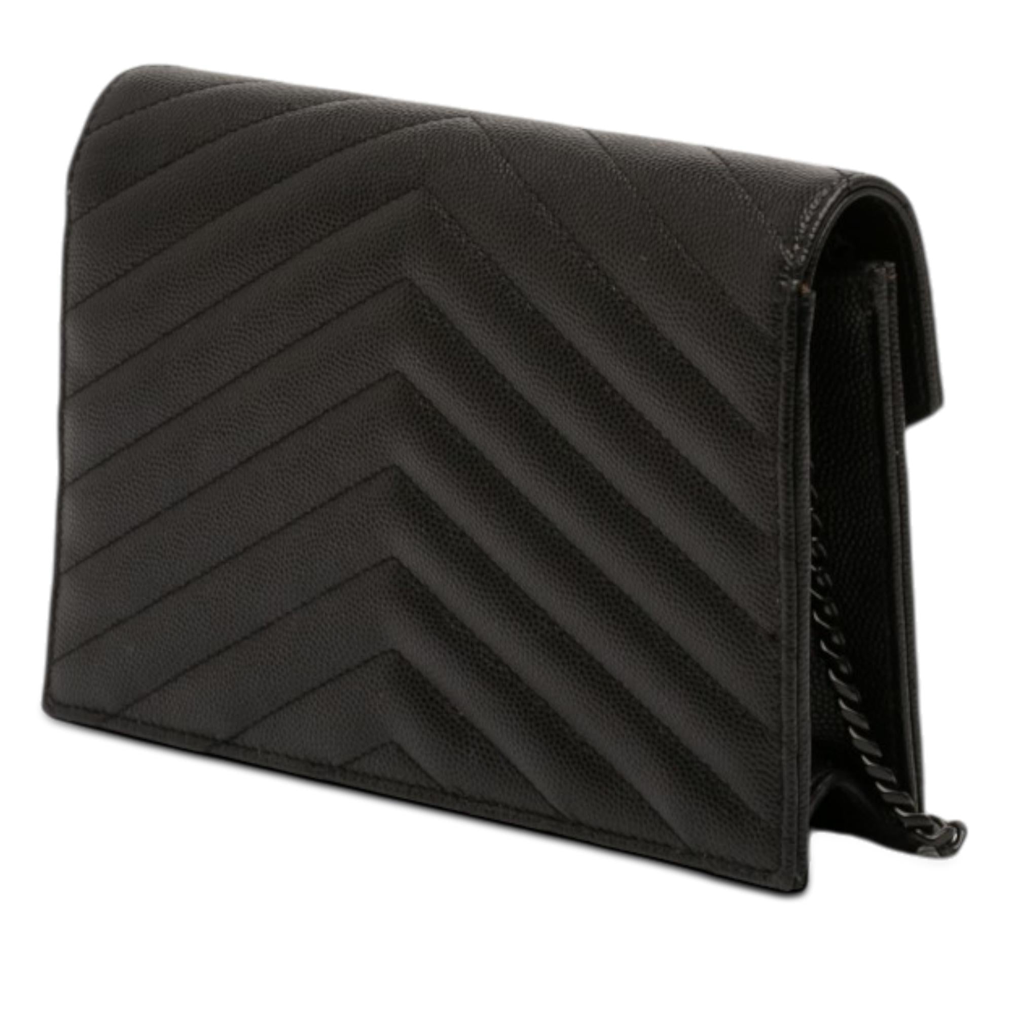 Saint Laurent Grain De Poudre Cassandre Monochrome Envelope Chain Wallet