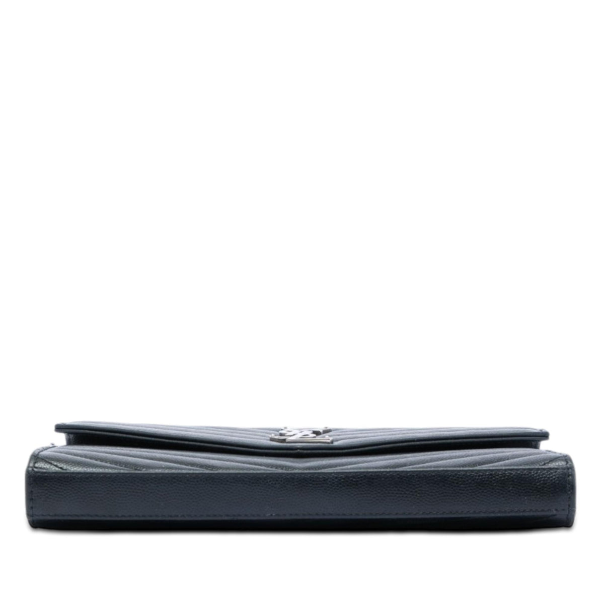 Saint Laurent Grain De Poudre Chevron Cassandre Envelope Chain Wallet